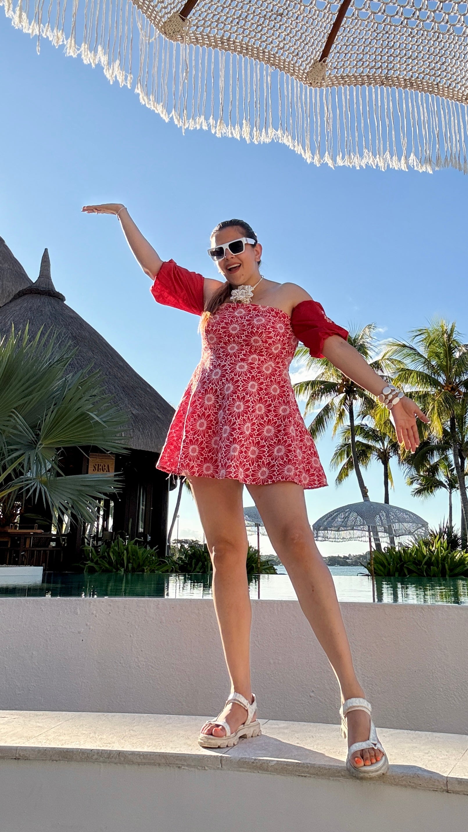 Red Hakoba Cotton Top