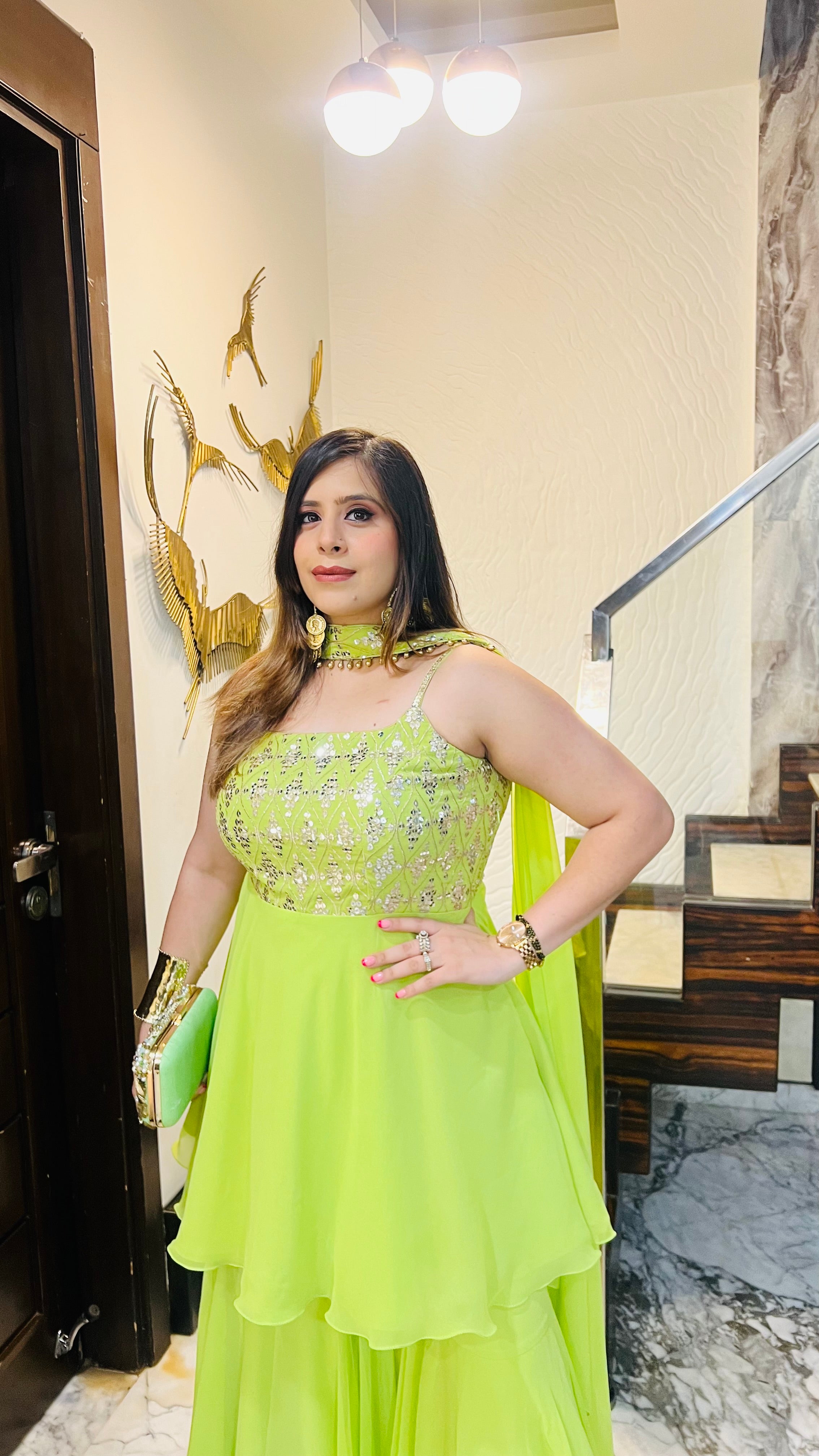 Pista Green Garara Suit