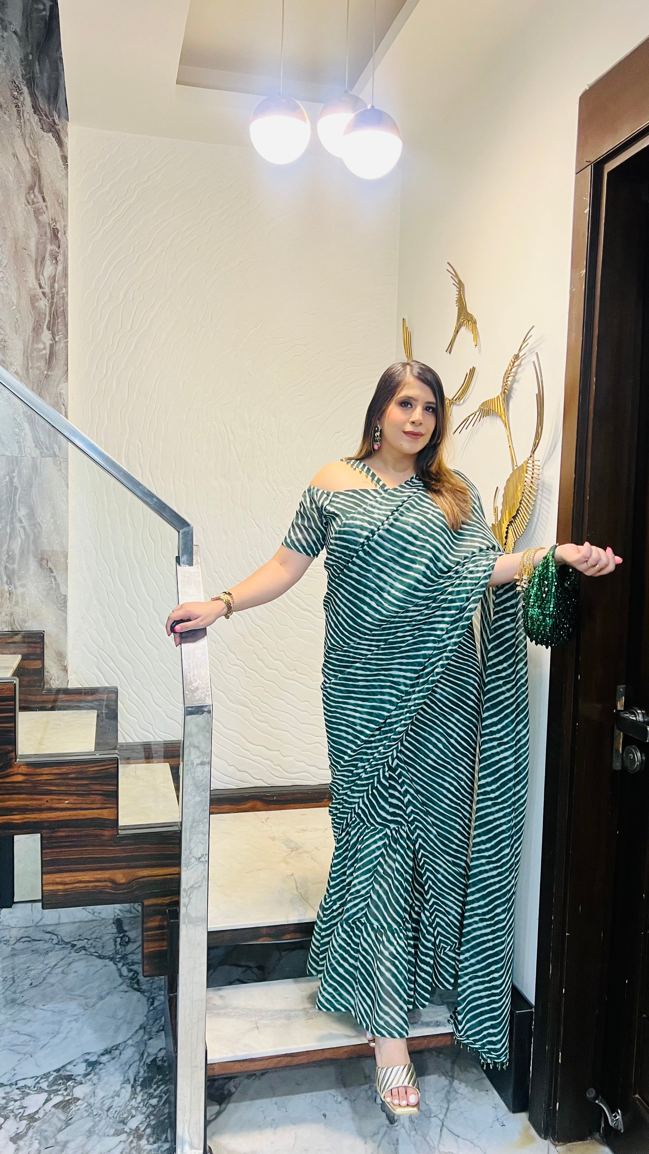 Green Leheriya Maxi Saree