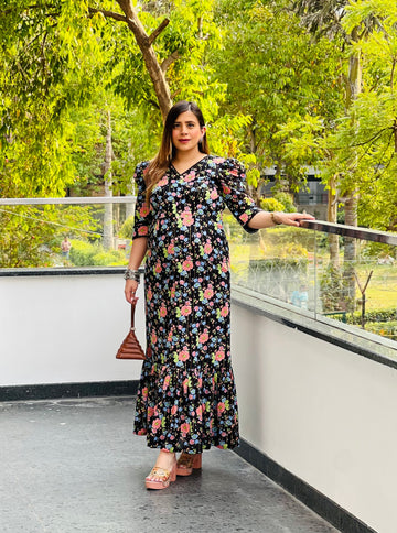 Black Bougainville Maxi Dress