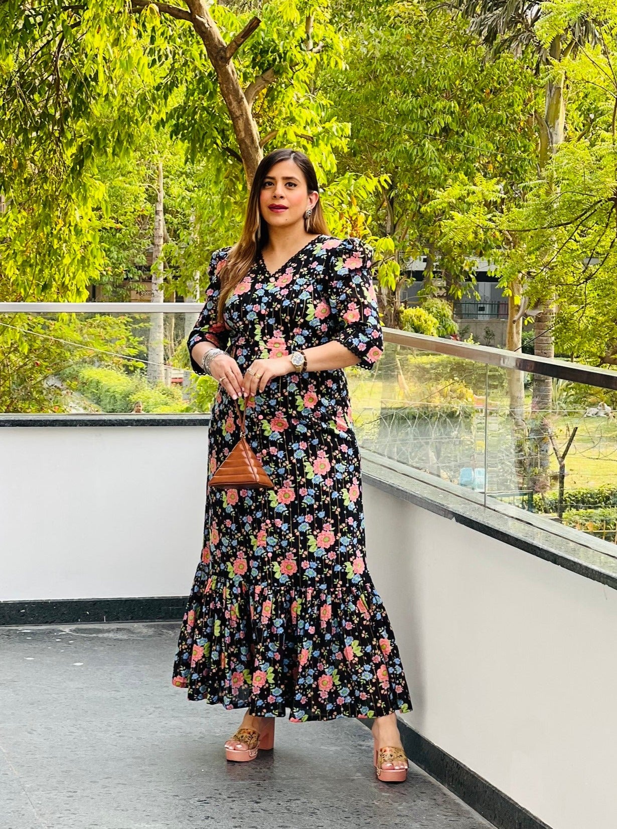 Black Bougainville Maxi Dress