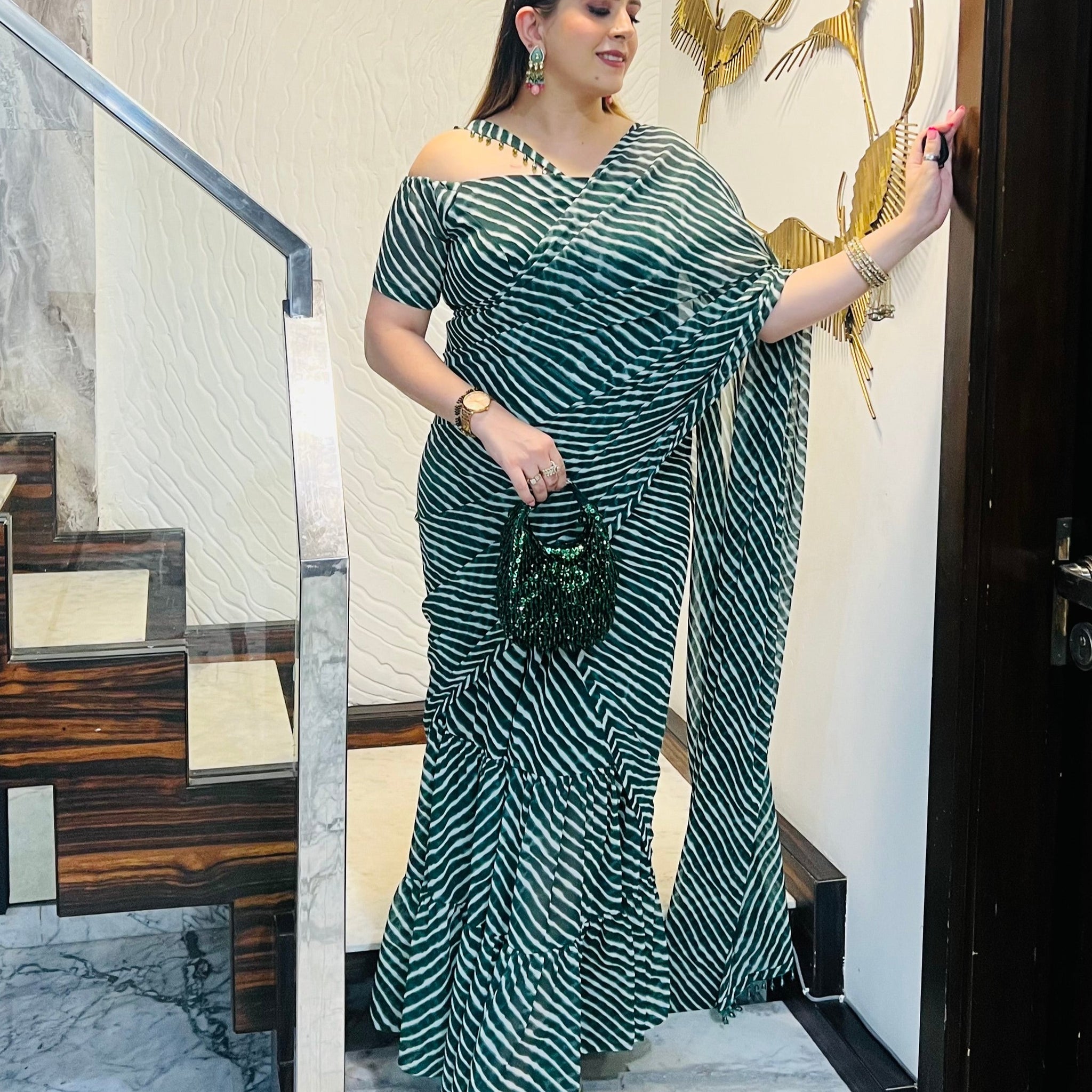 Green Leheriya Maxi Saree
