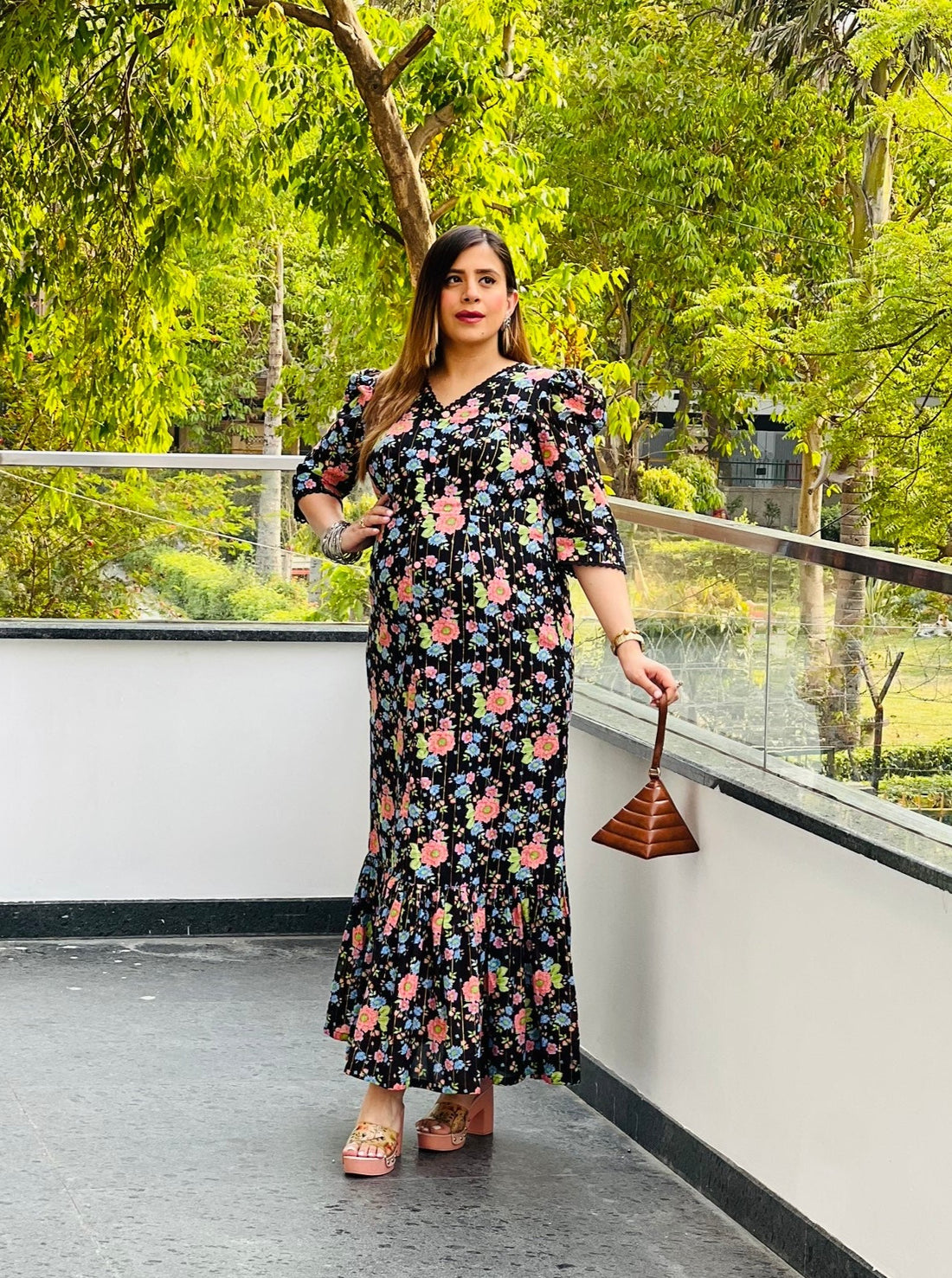 Black Bougainville Maxi Dress