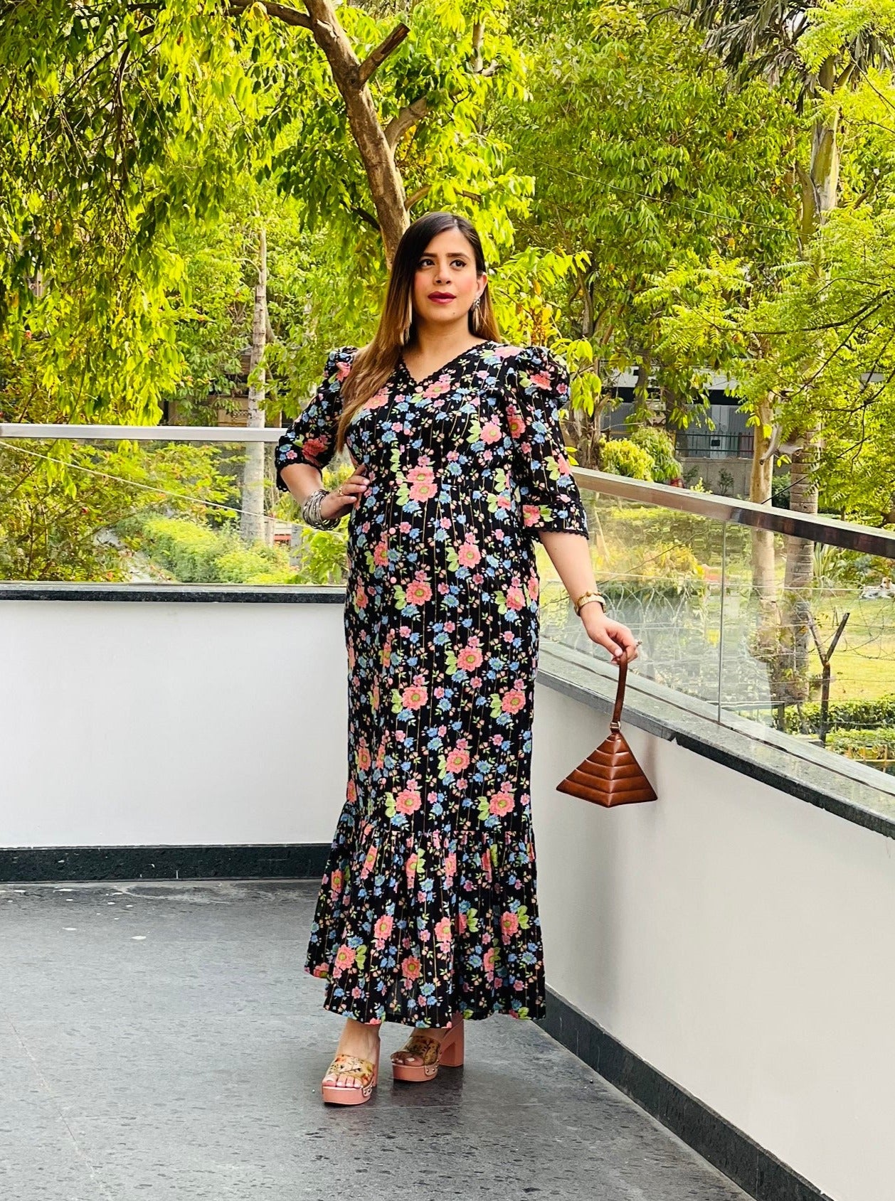 Black Bougainville Maxi Dress