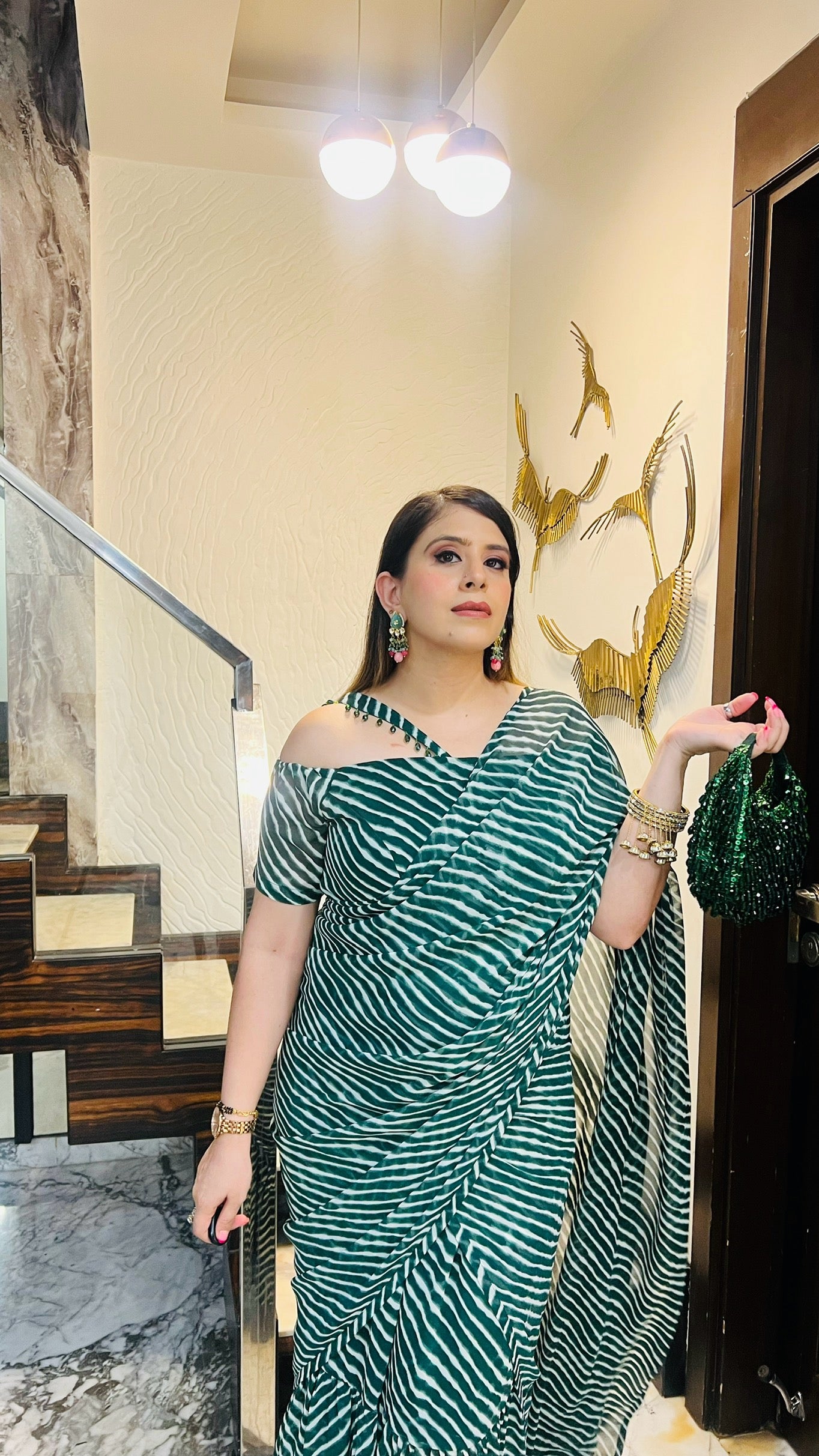 Green Leheriya Maxi Saree