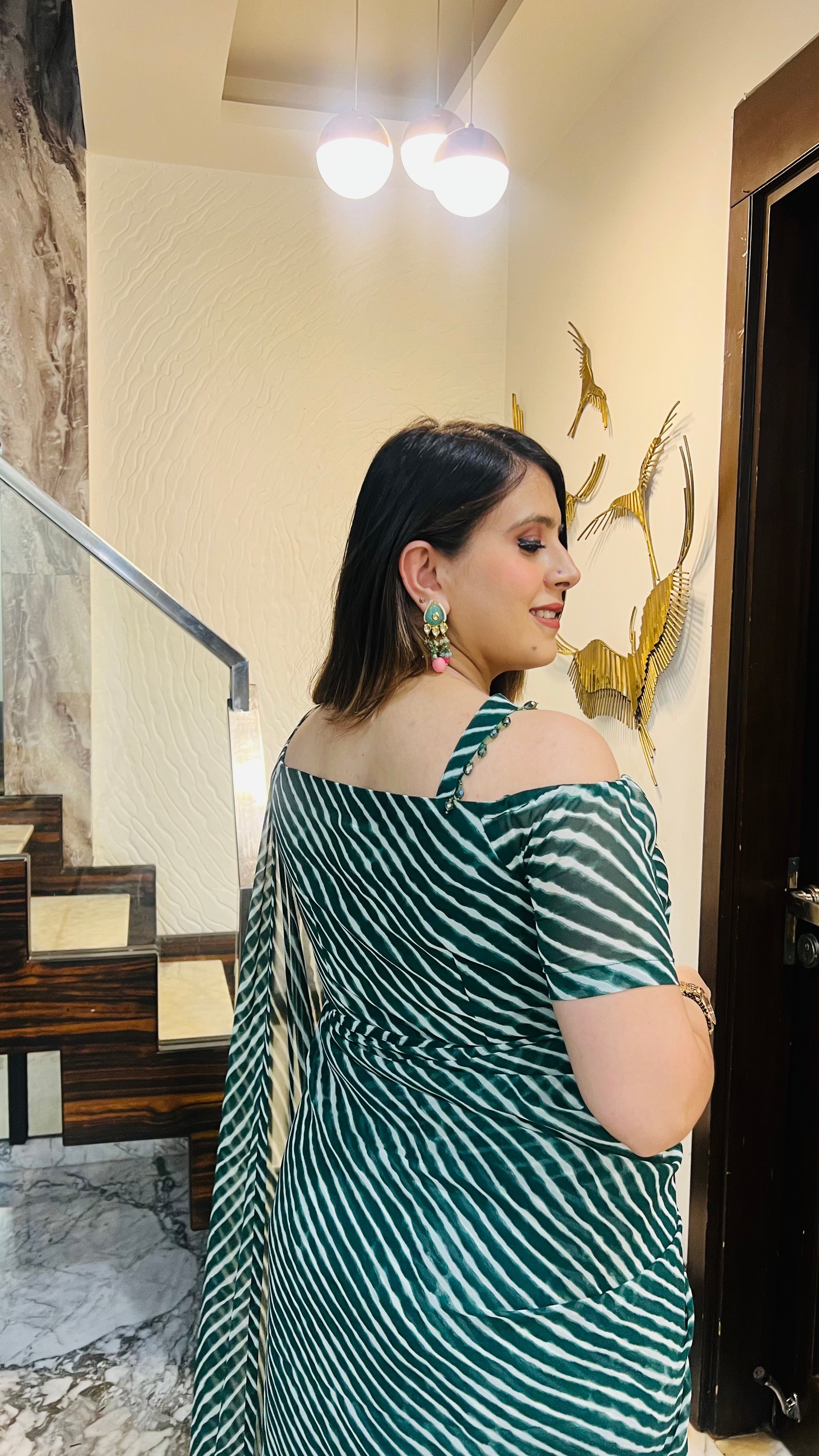 Green Leheriya Maxi Saree