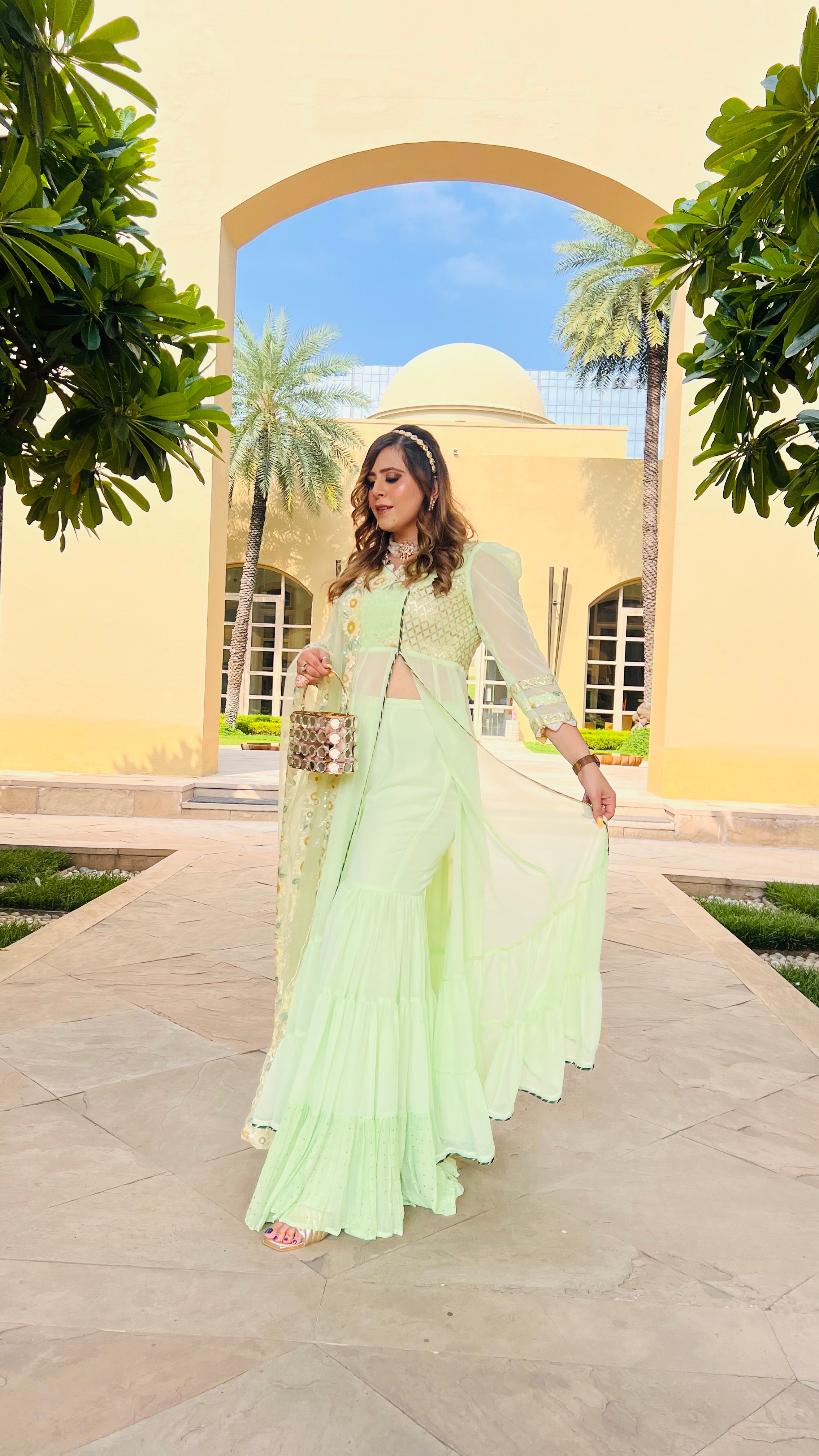 Pista Green Garara Suit