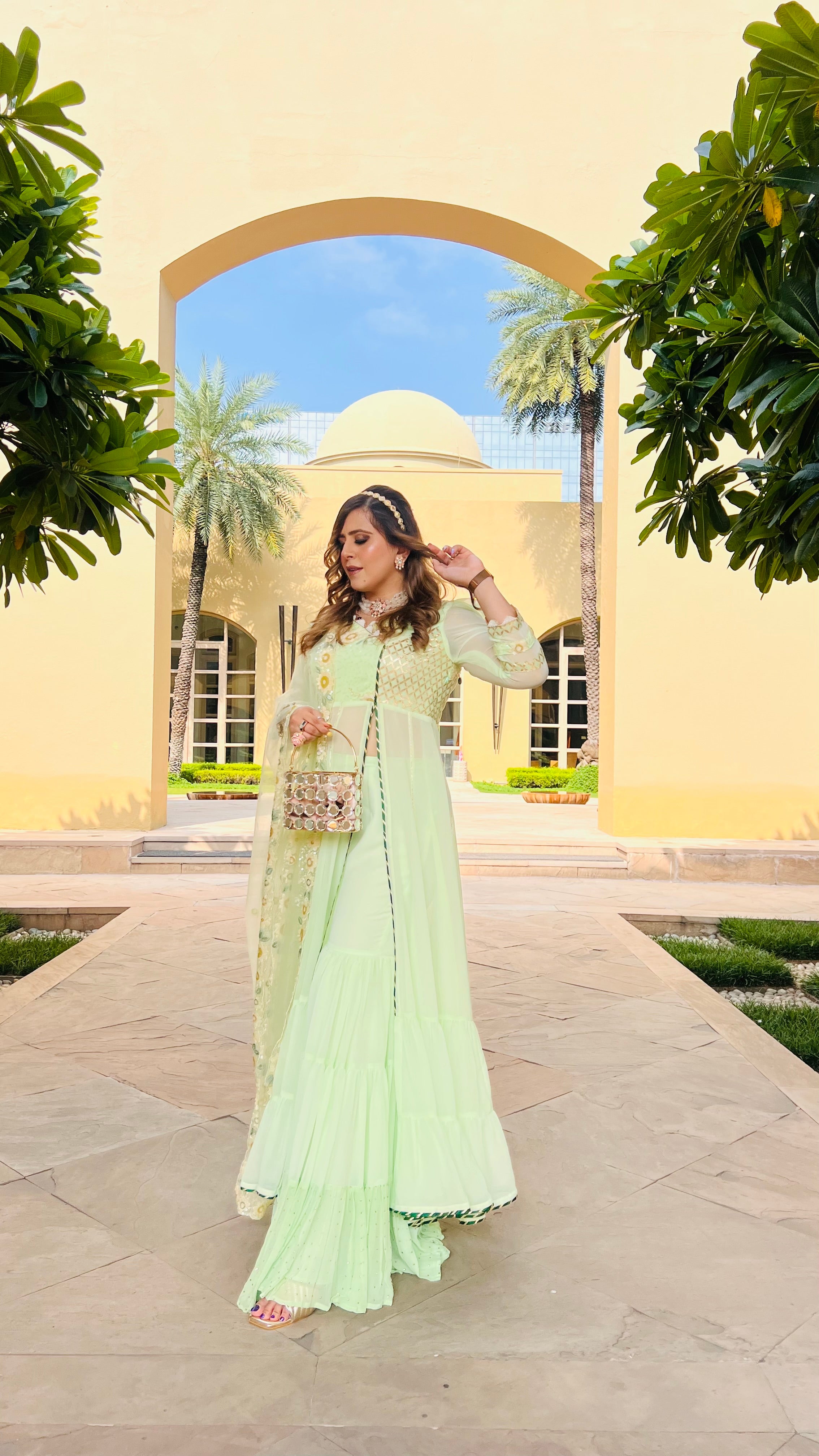 Pista Green Garara Suit