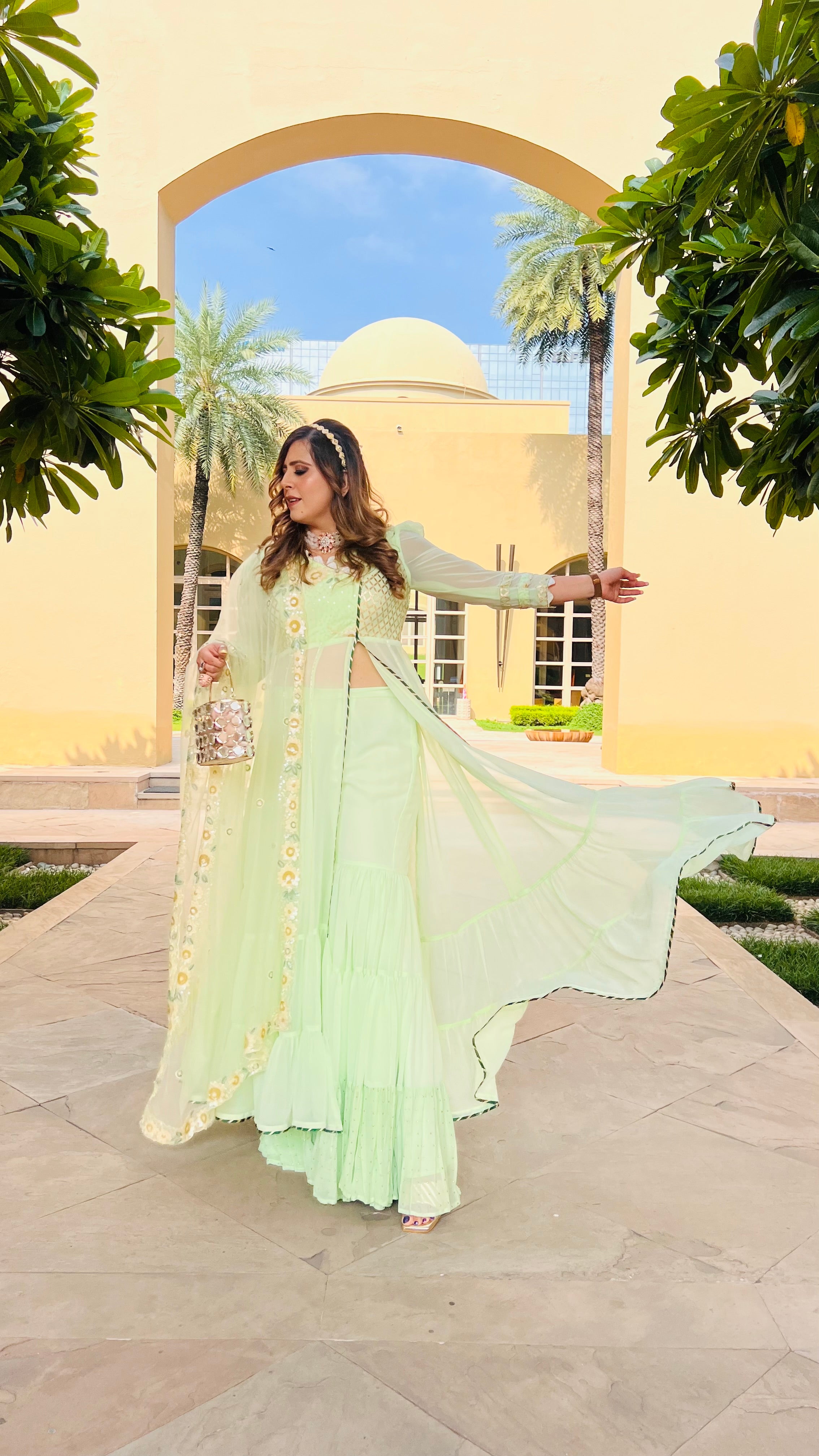 Pista Green Garara Suit