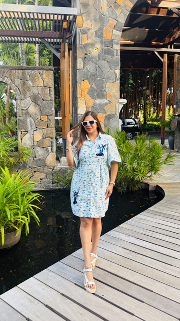 Palm Embroidered Airport Dress