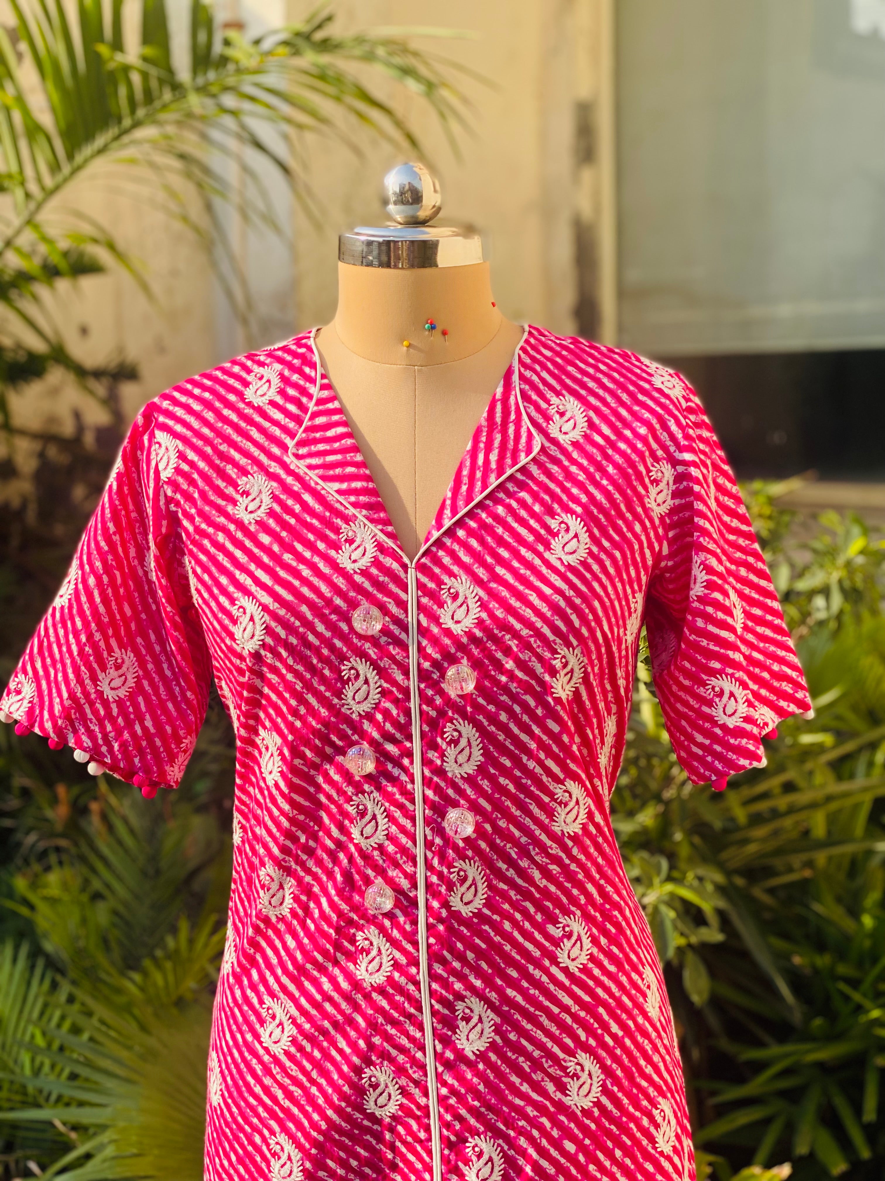 Pink Leheriya Kurti