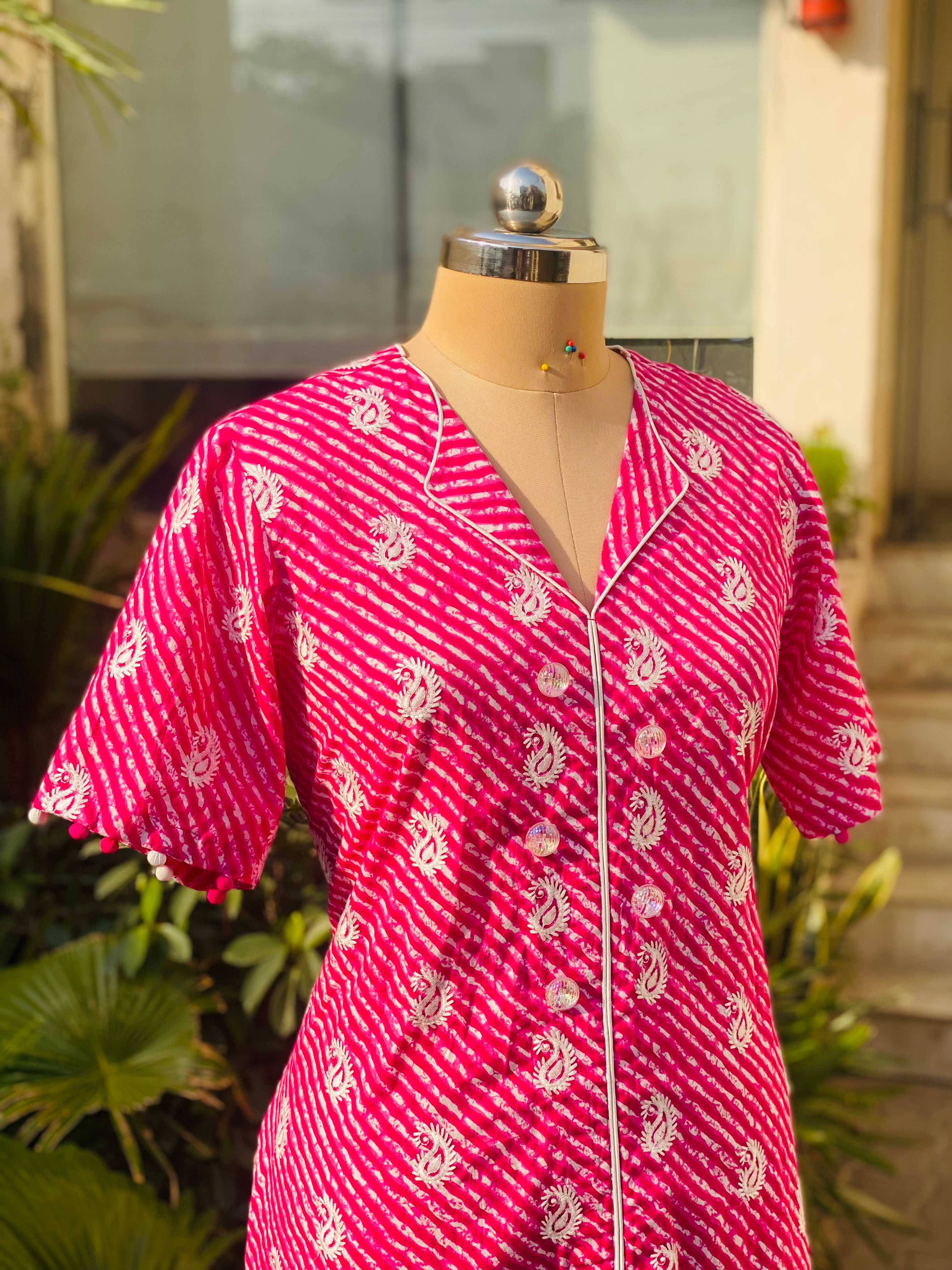 Pink Leheriya Kurti