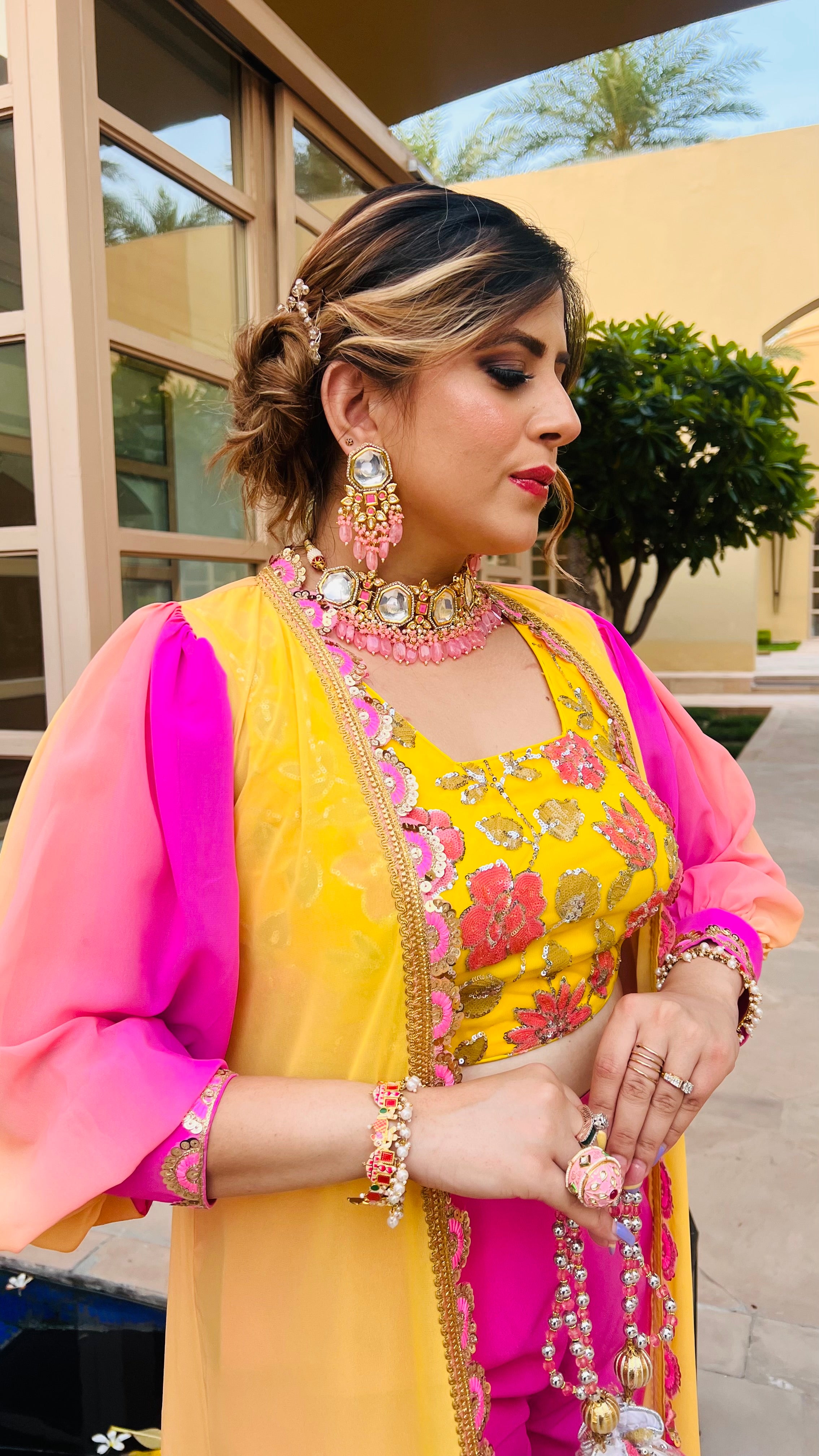 Yellow Pink Ombre Tri Set