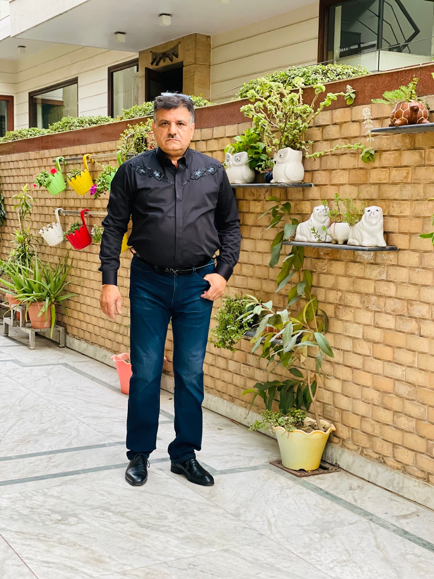 Menswear Black Embroidered Shirt