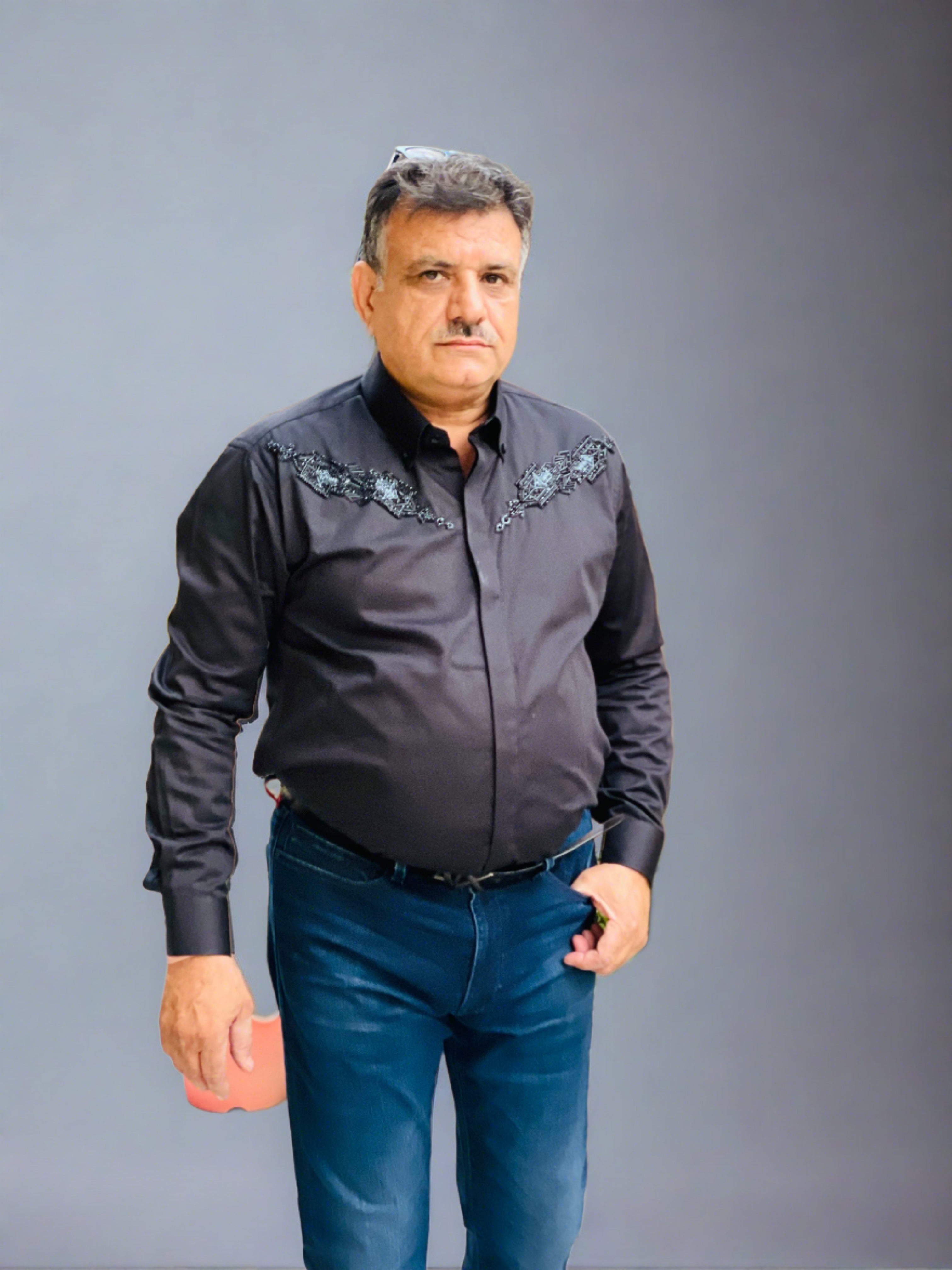 Menswear Black Embroidered Shirt