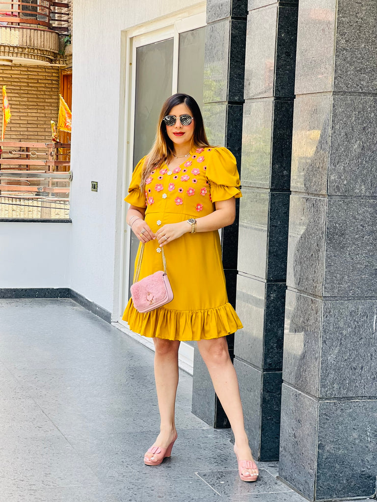 Yellow Mellow Embroidered Dress