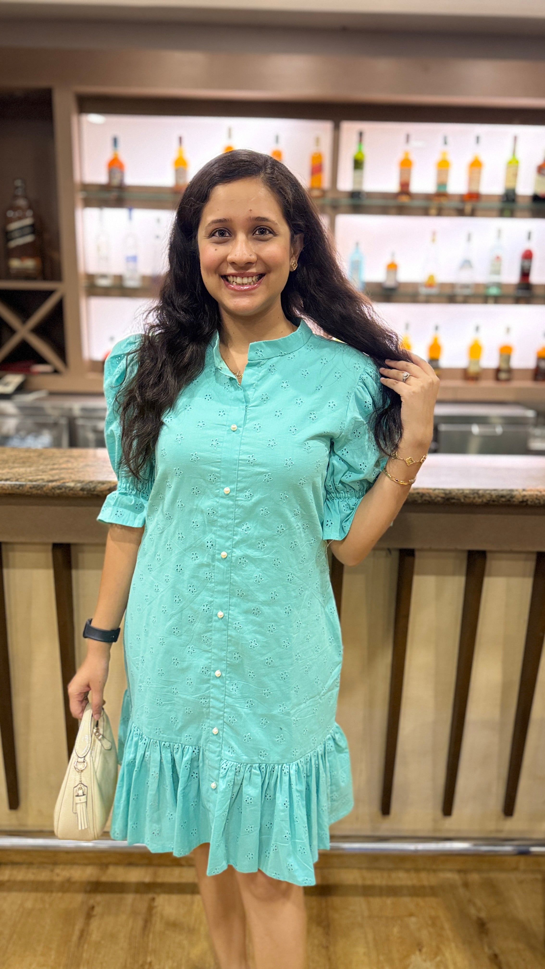 Mint Mojito Schiffli Dress