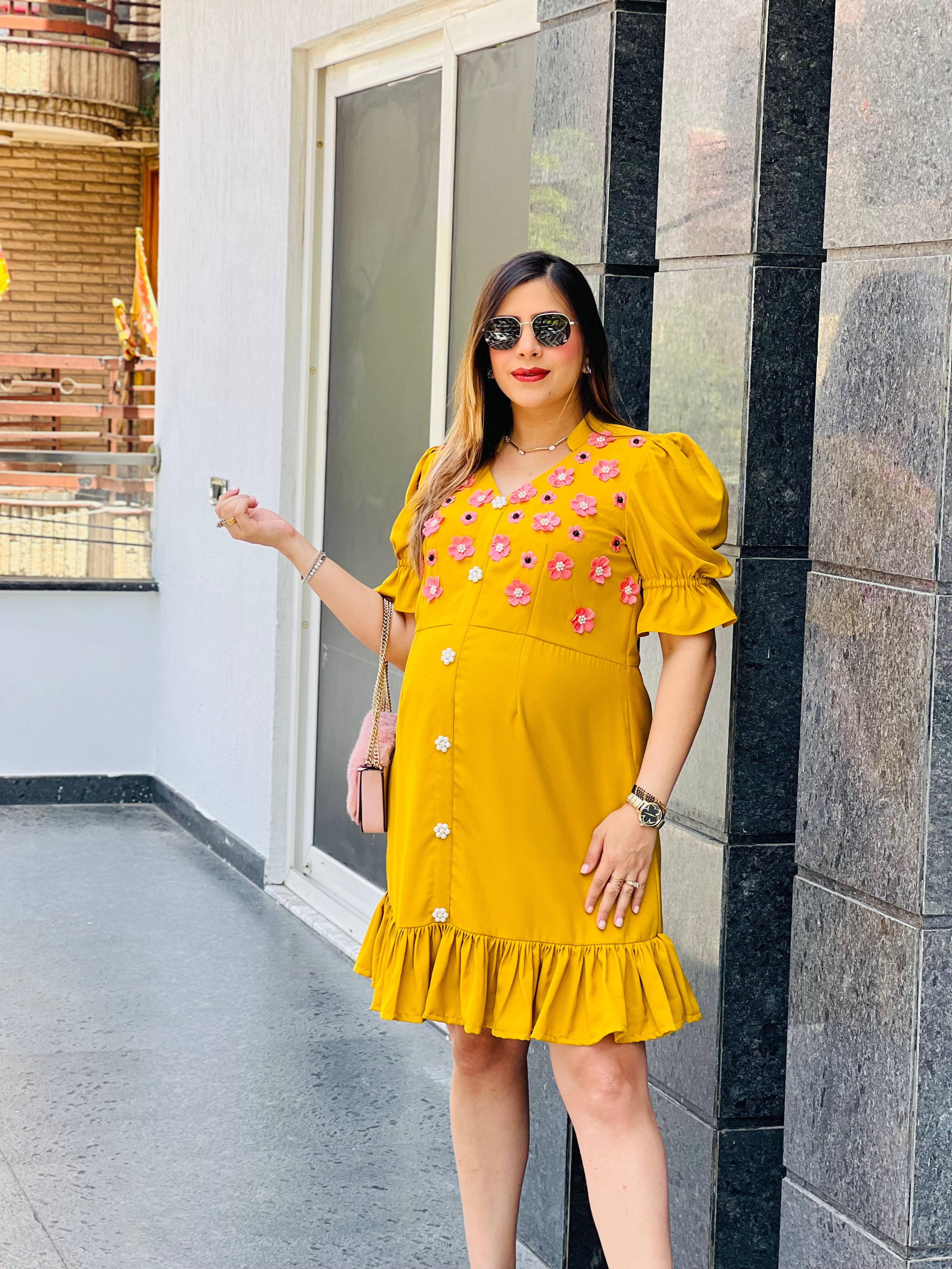 Yellow Mellow Embroidered Dress