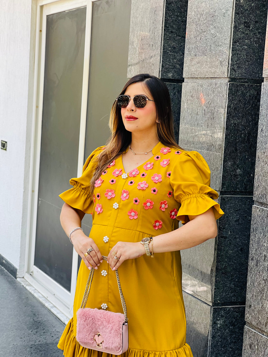 Yellow Mellow Embroidered Dress