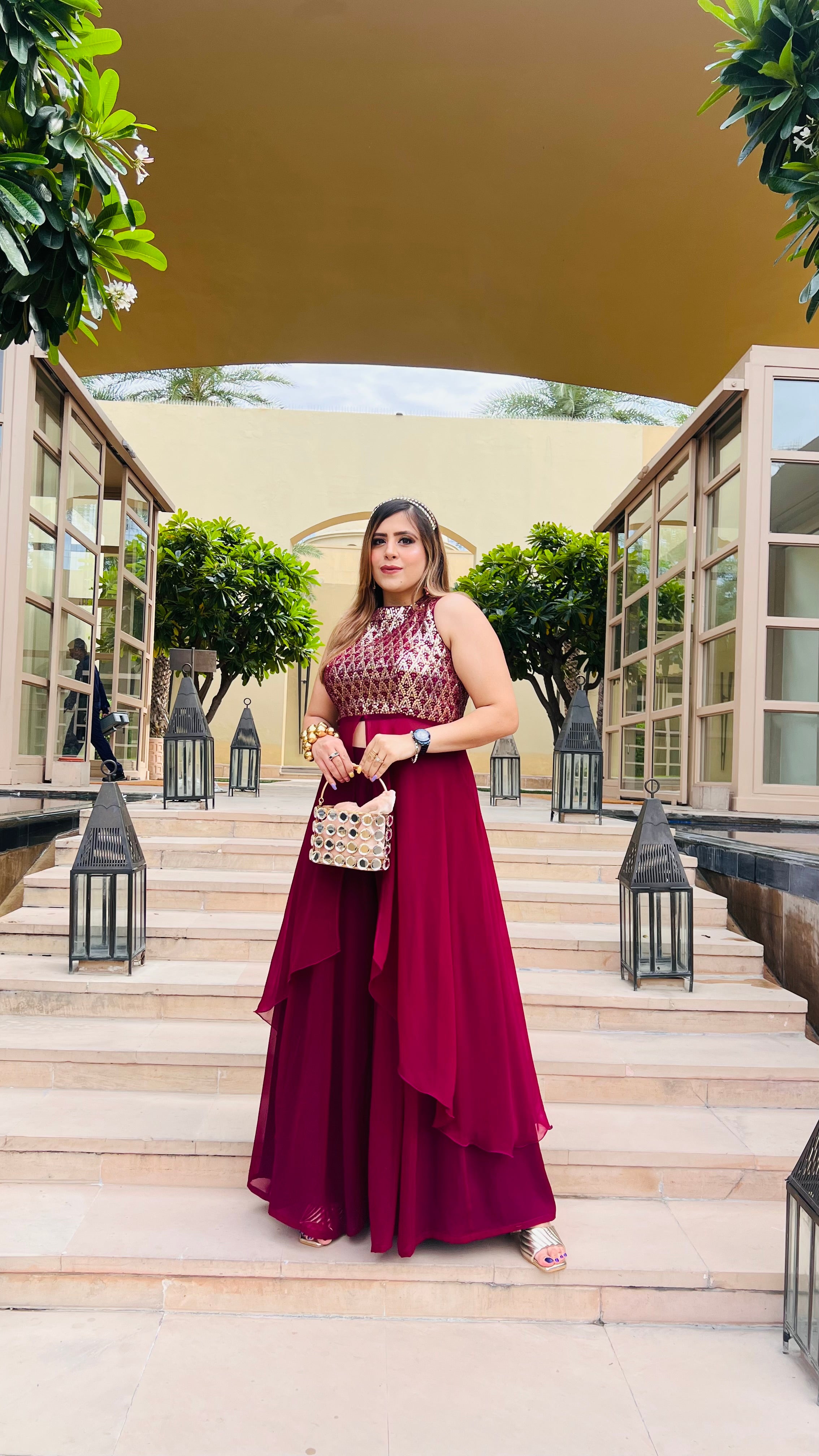 Wine Sharara Suit