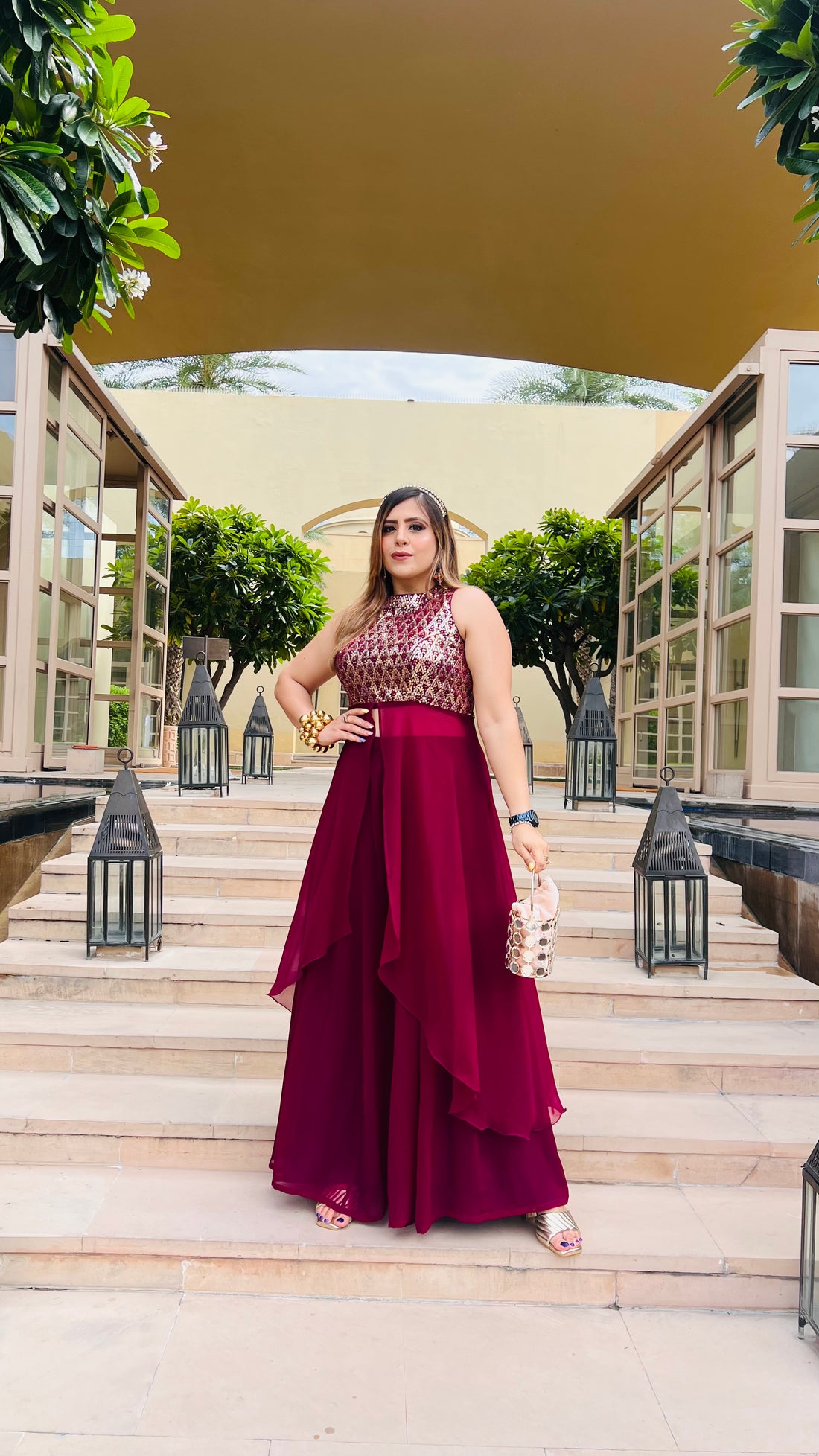 Wine Sharara Suit
