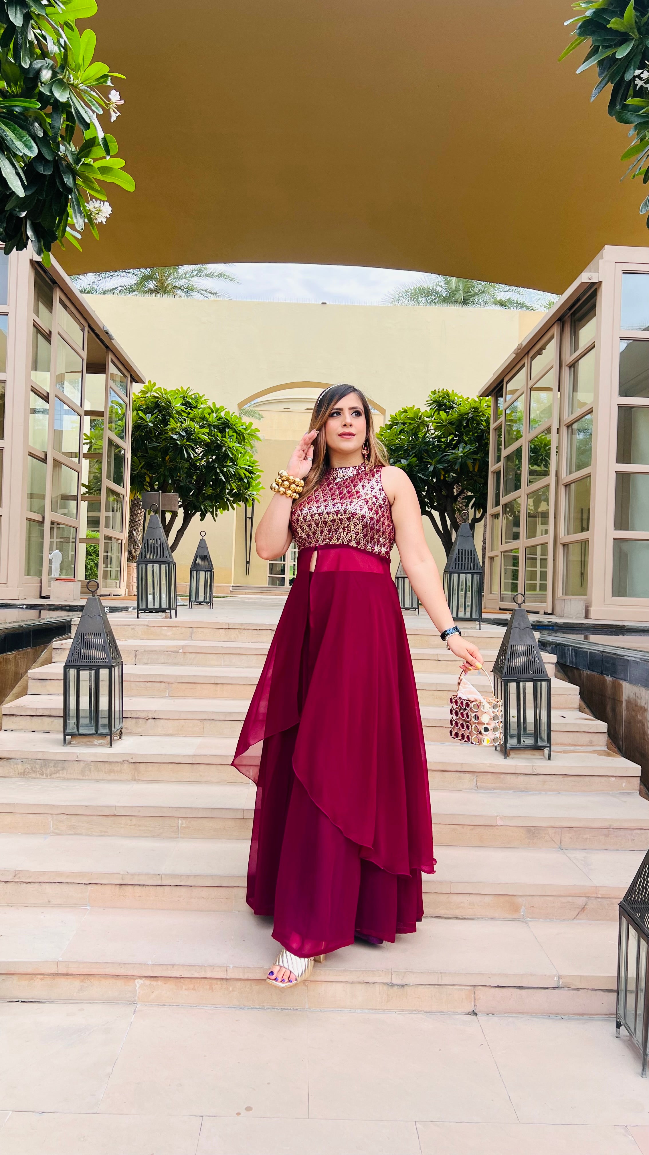 Wine Sharara Suit