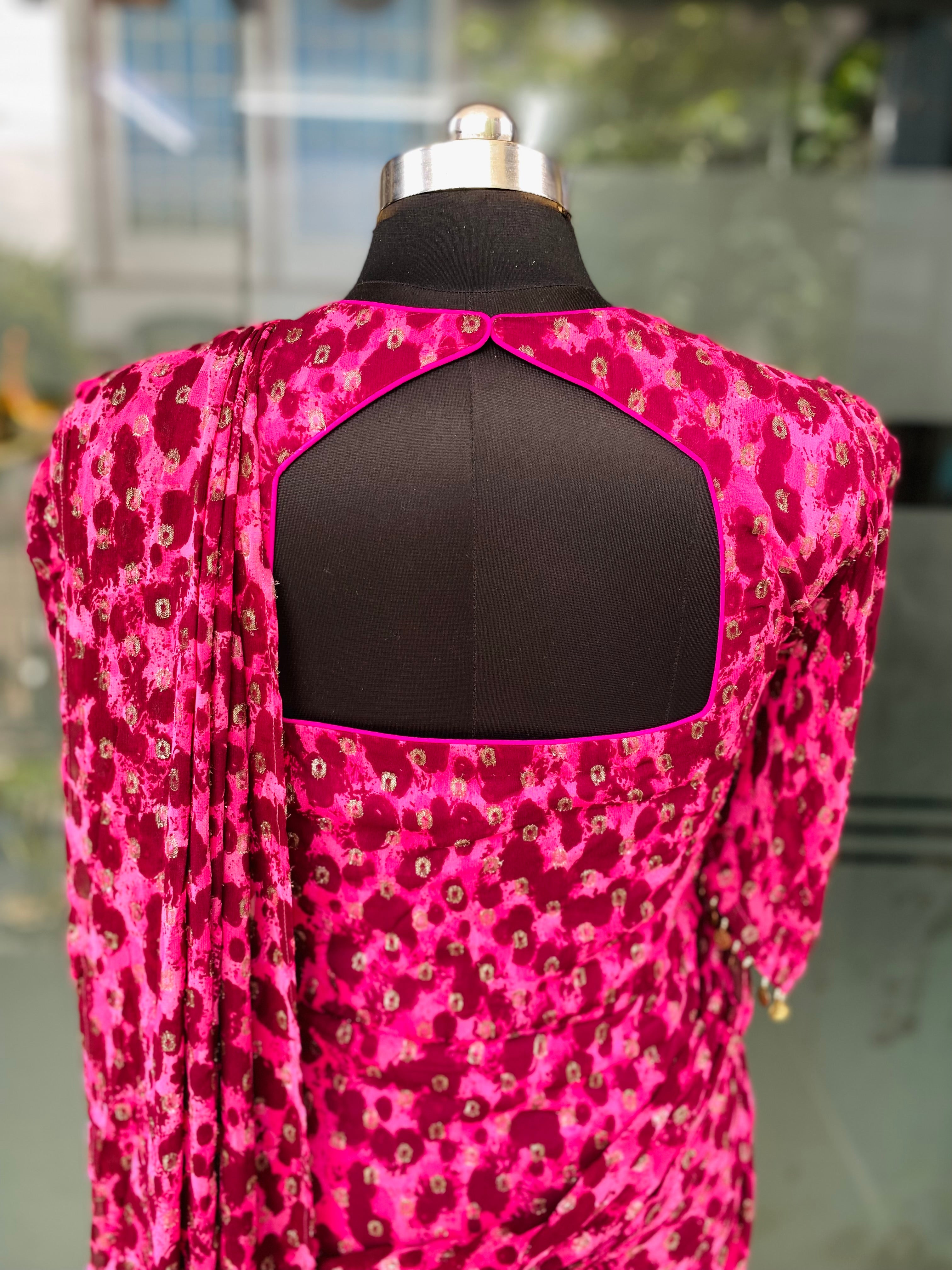 Pink Cheetah Maxi Saree