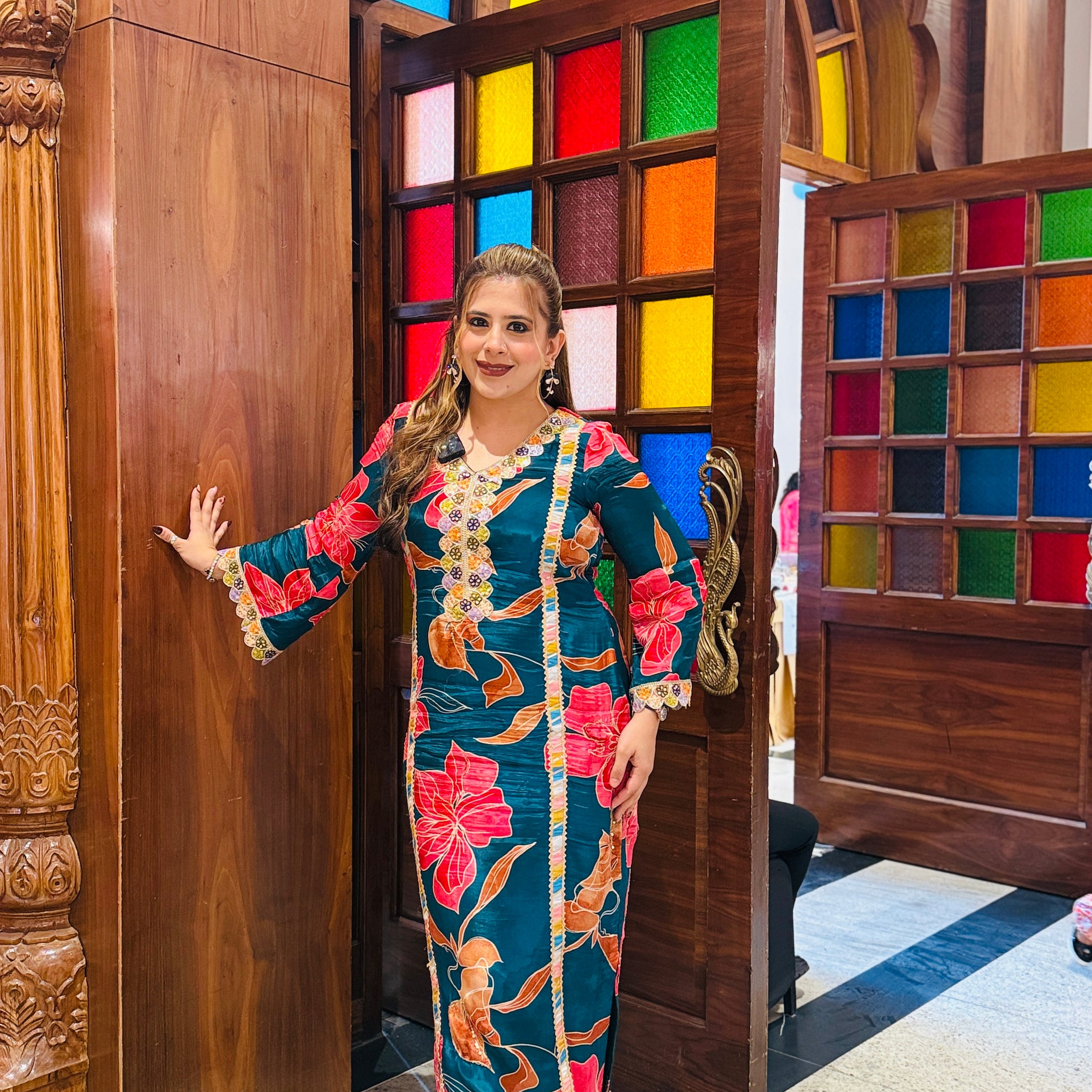 Peacock Floral Kaftaan