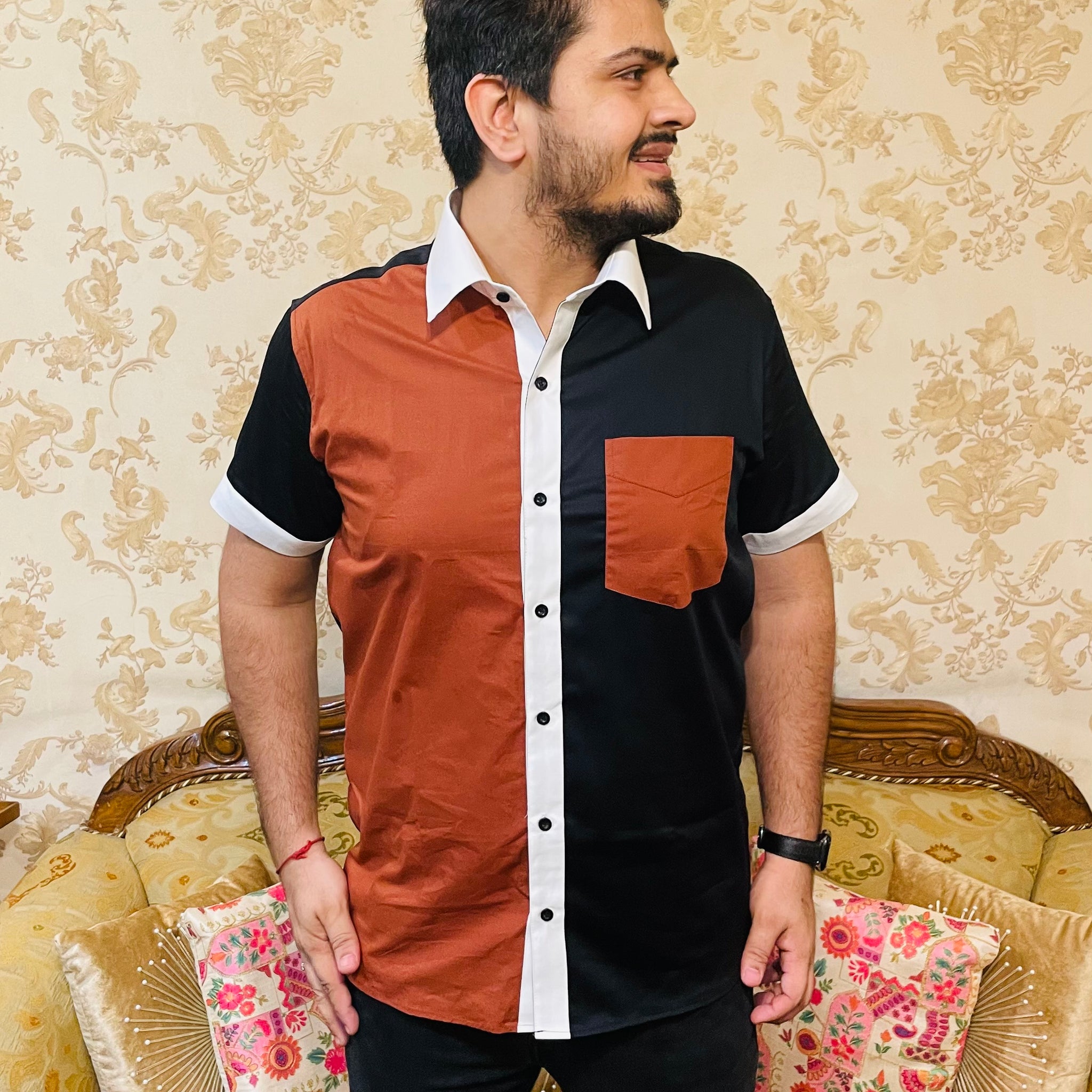 Menswear Brown & Black Shirt