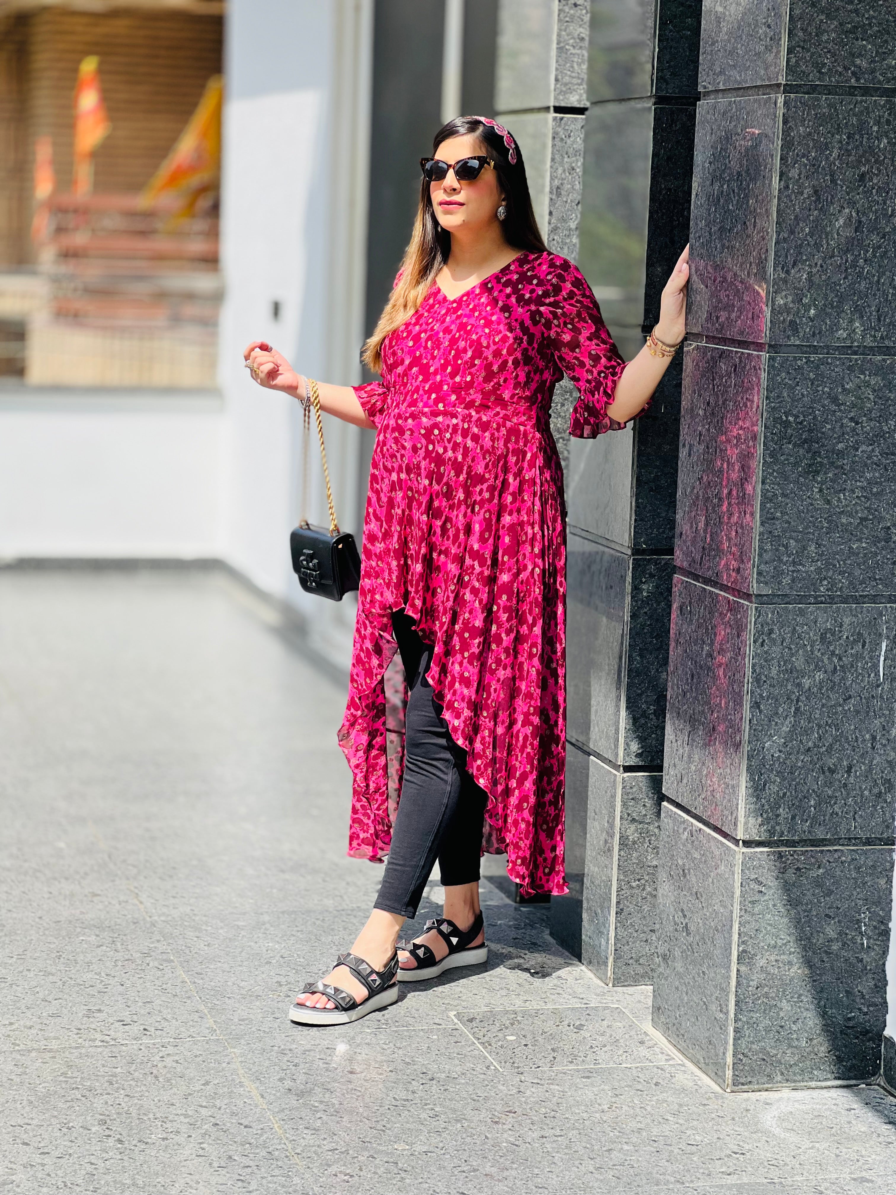 Pink Cheetah Lurex Top