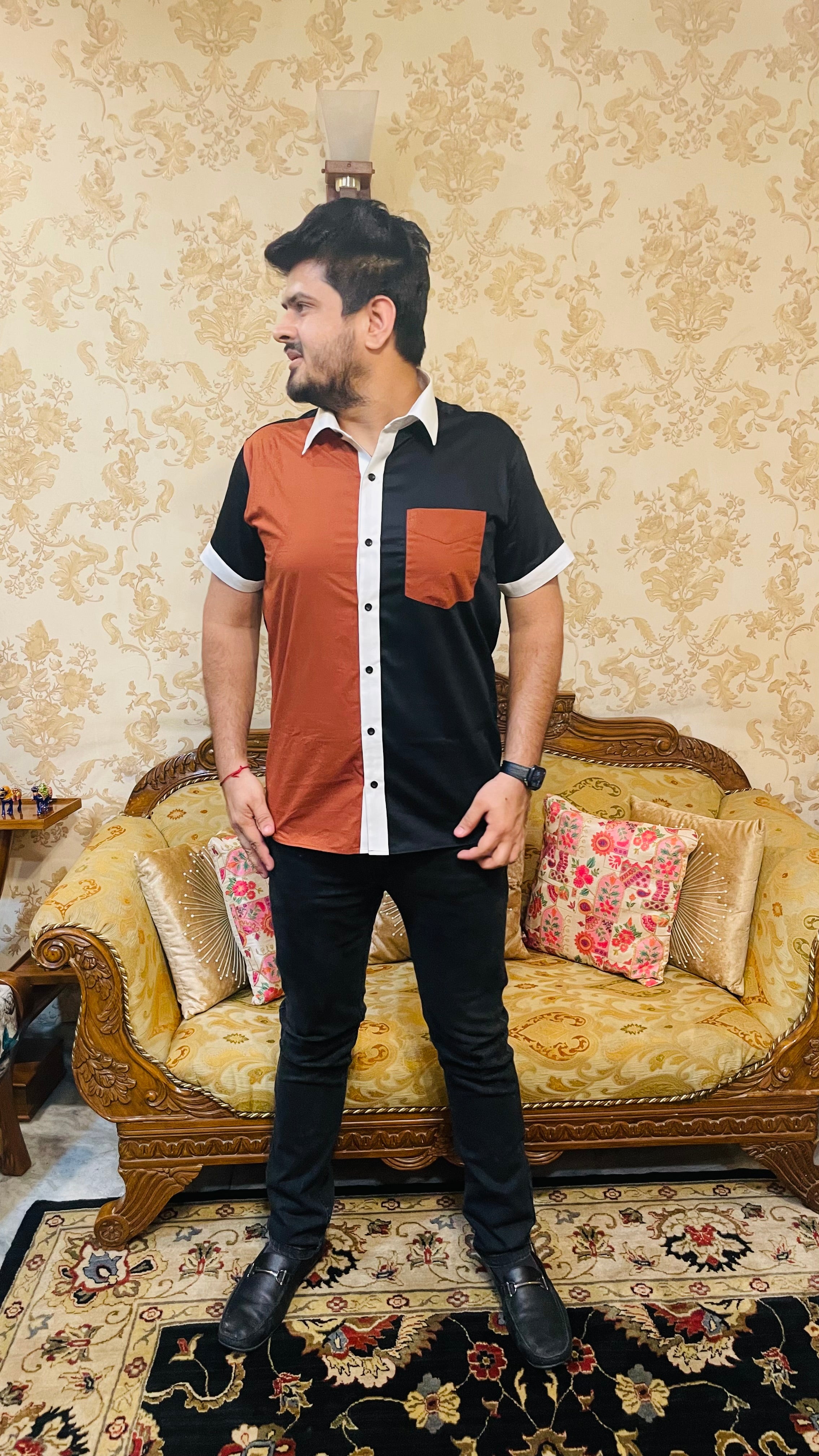 Menswear Brown & Black Shirt