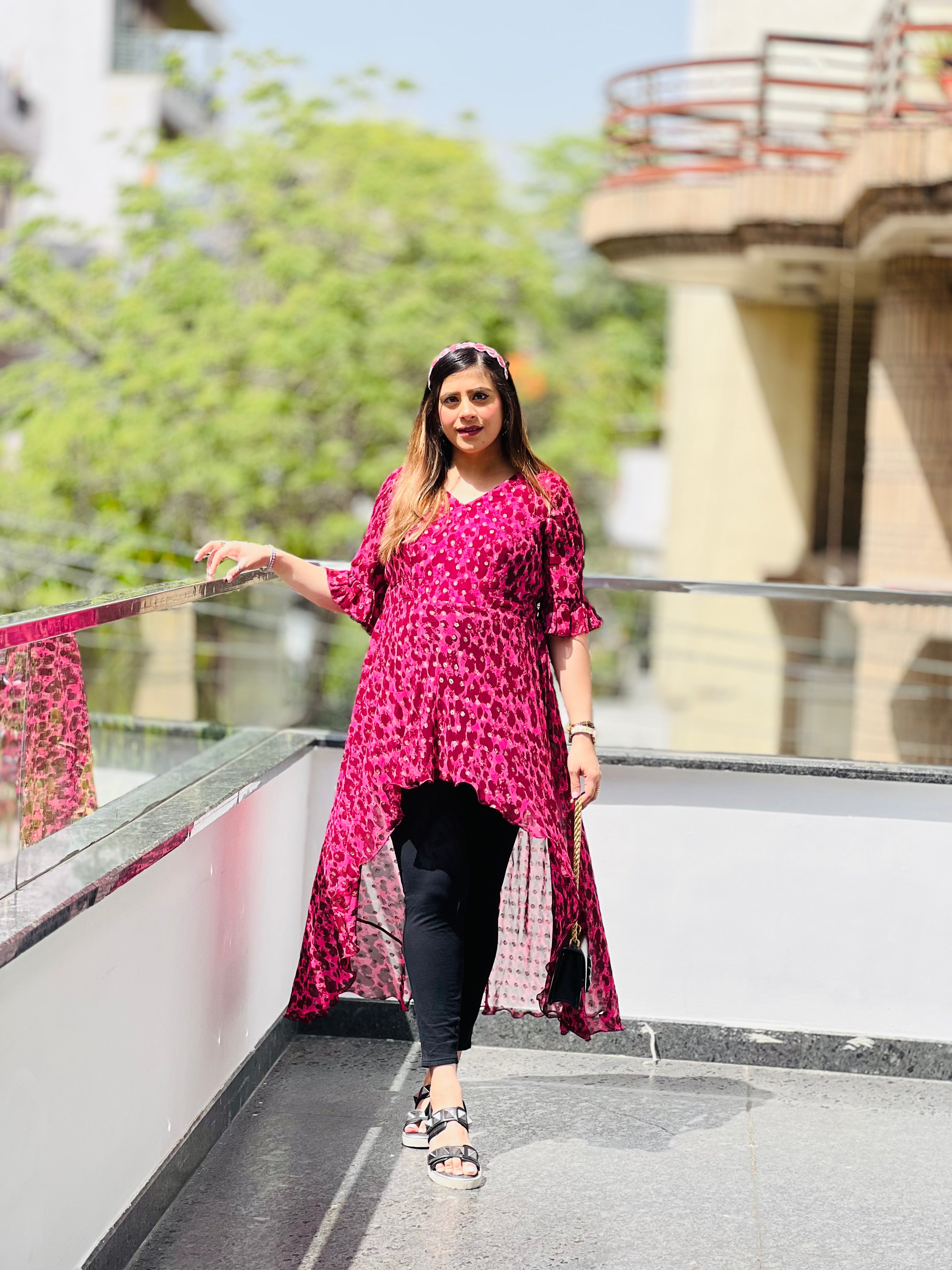 Pink Cheetah Lurex Top