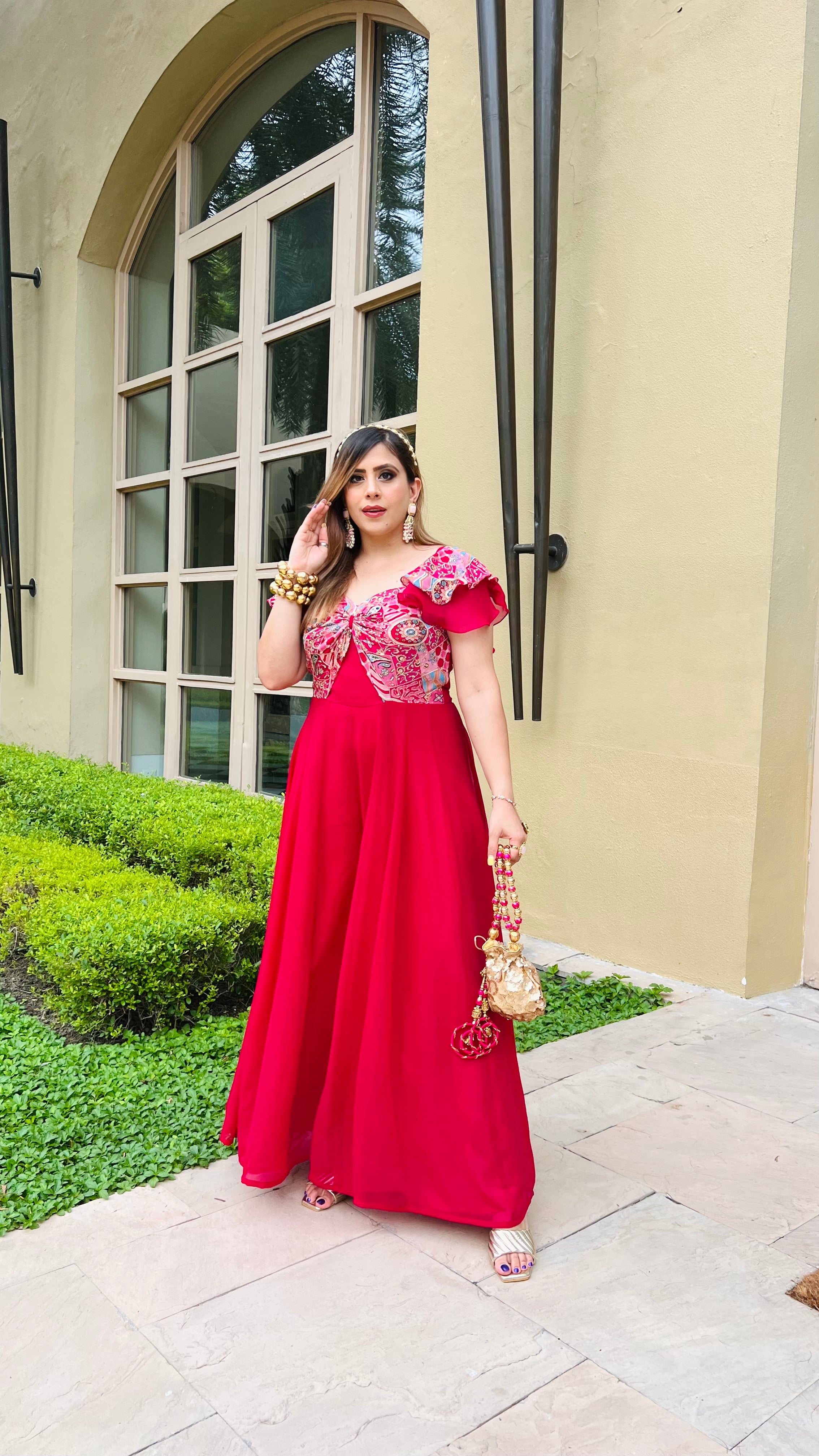 Pink Bow Ethnic Jumpsuit