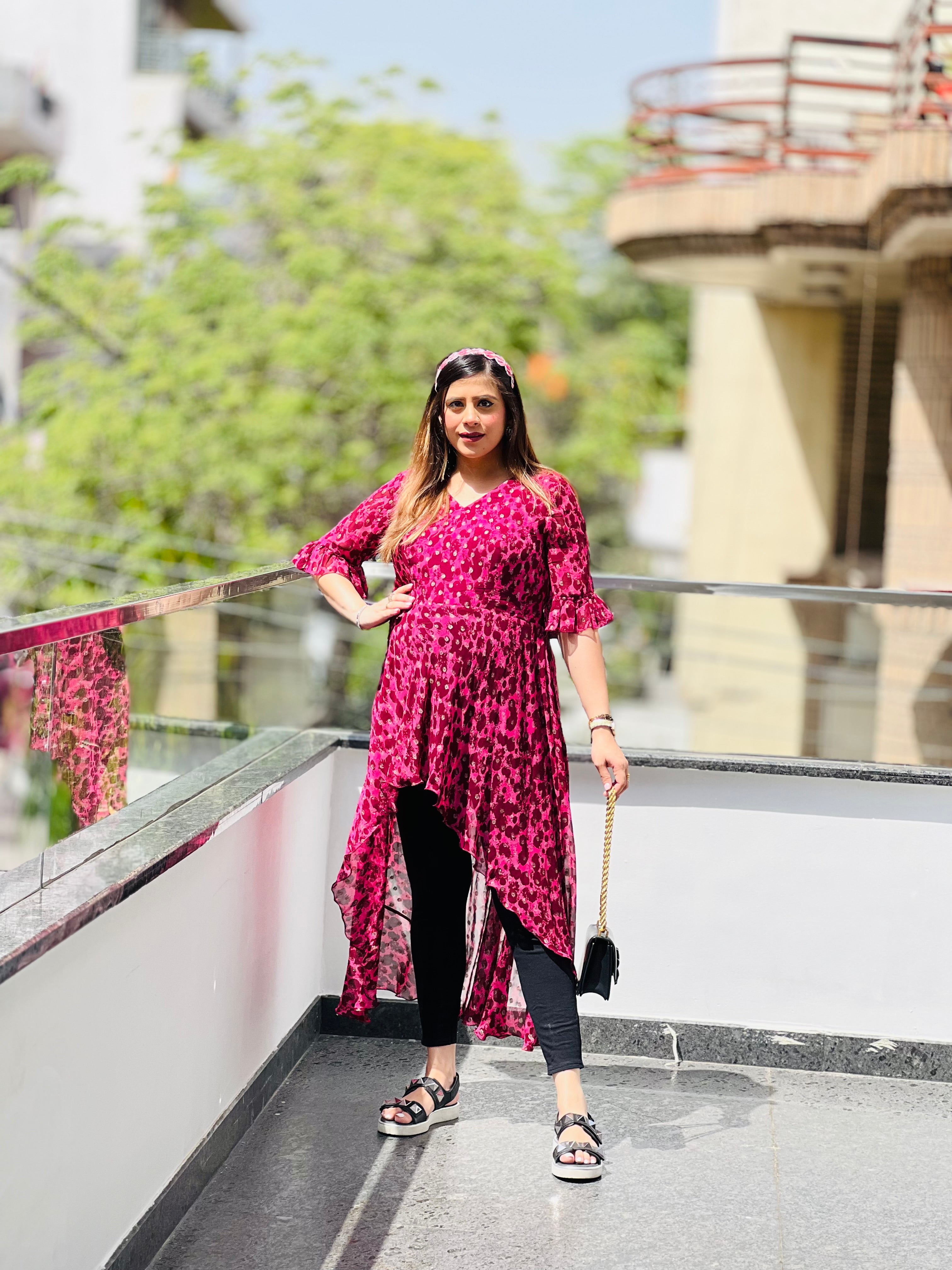 Pink Cheetah Lurex Top