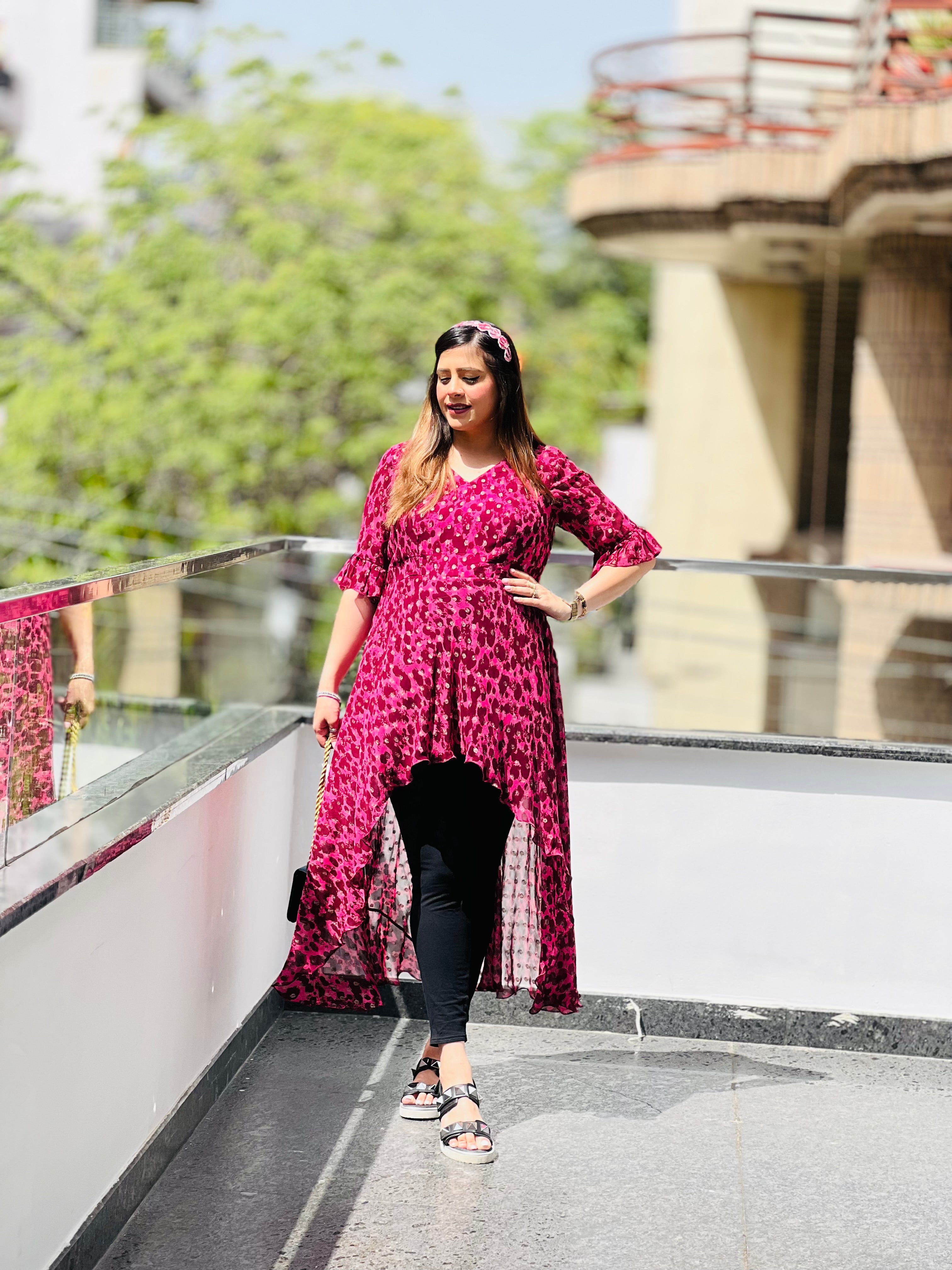 Pink Cheetah Lurex Top