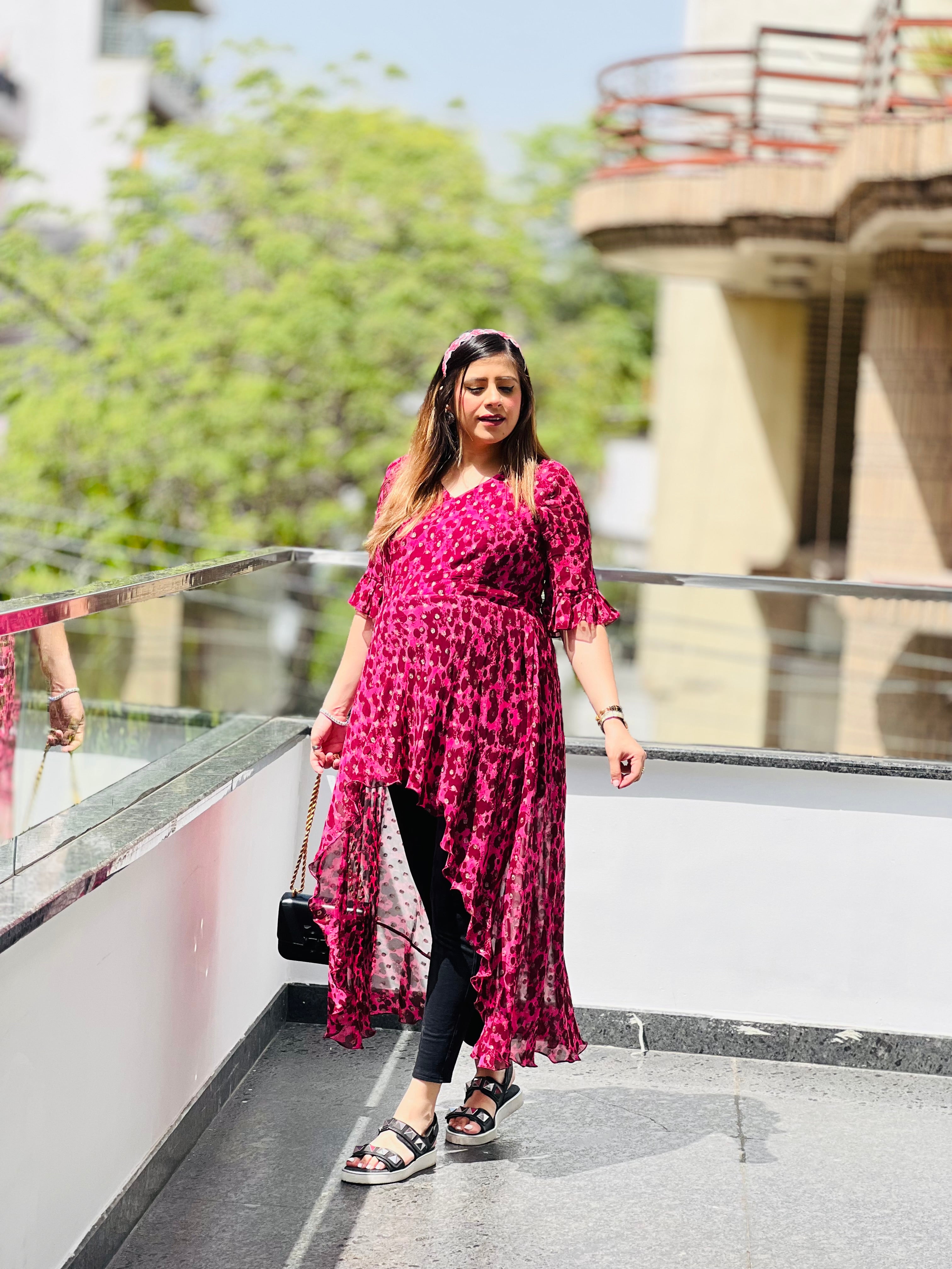 Pink Cheetah Lurex Top