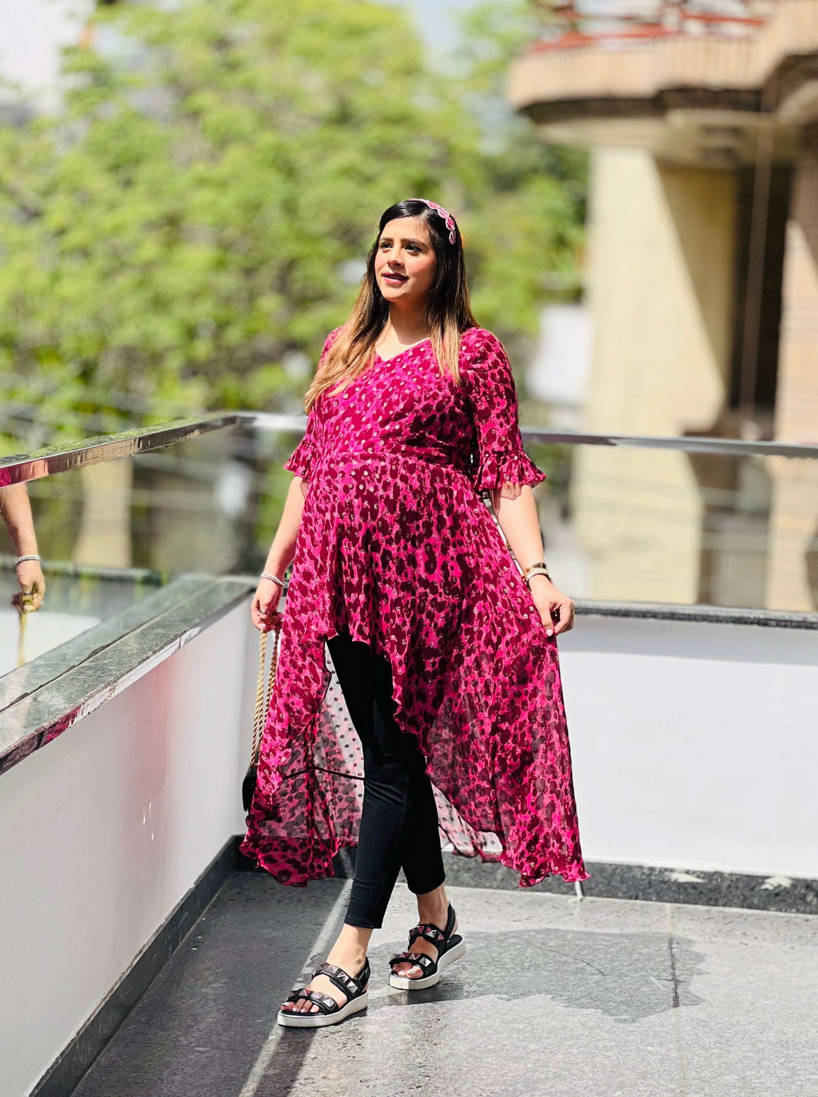 Pink Cheetah Lurex Top