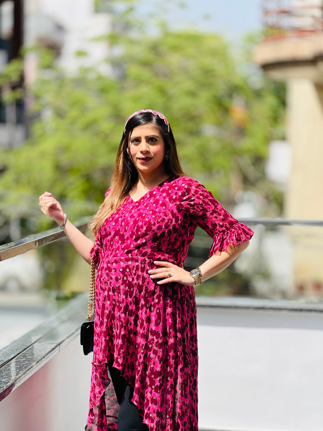 Pink Cheetah Lurex Top