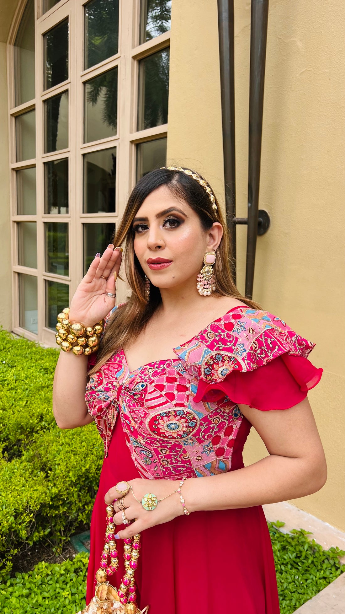 Pink Bow Ethnic Jumpsuit