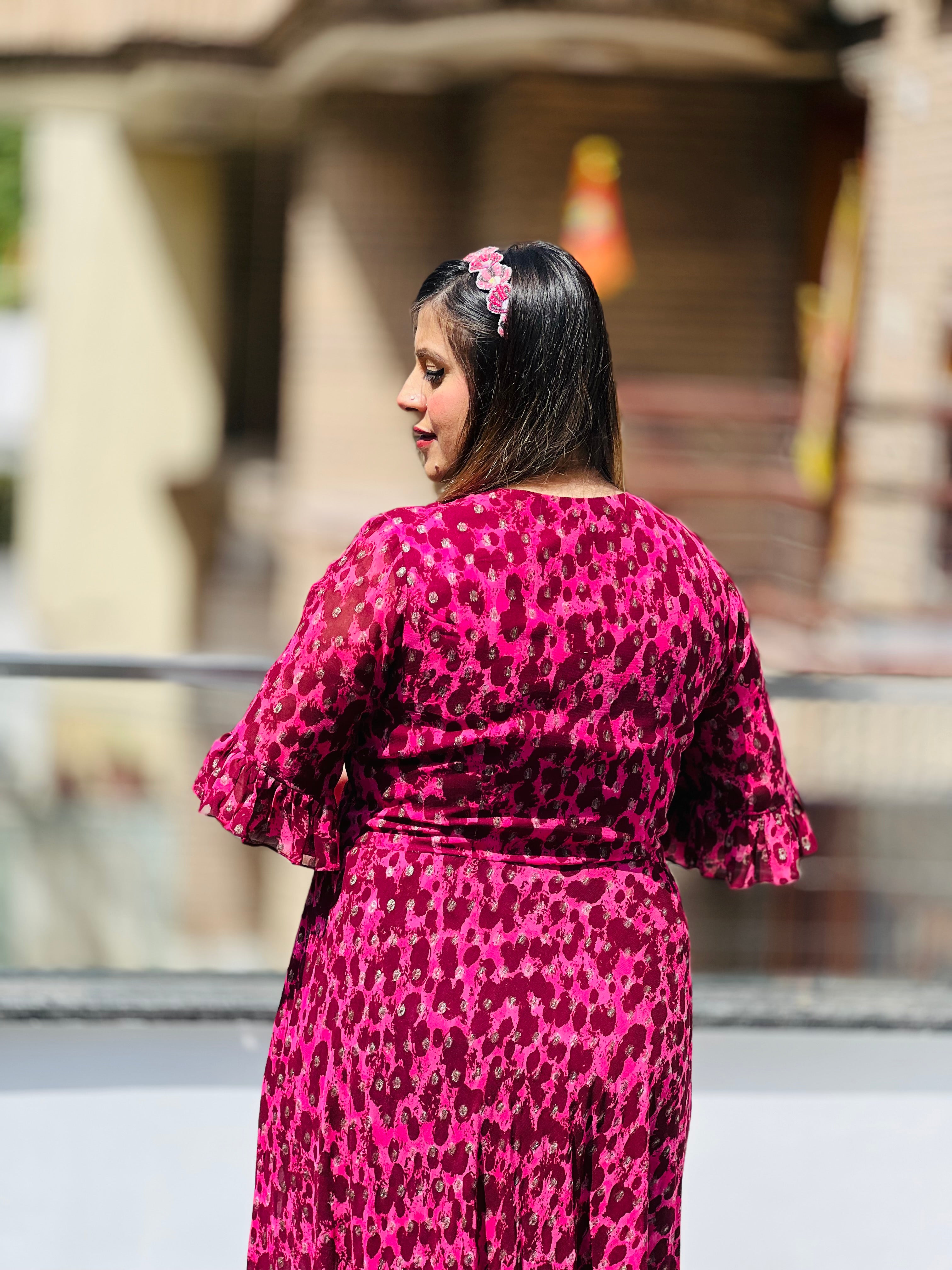 Pink Cheetah Lurex Top