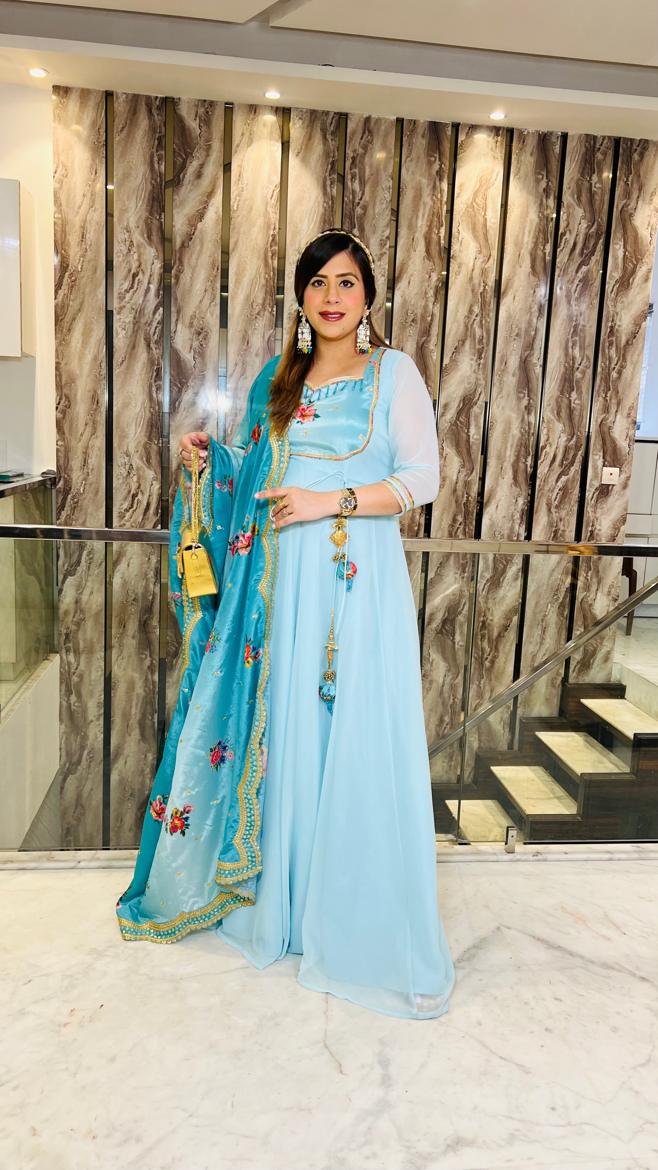 Sky Blue Summer Anarkali