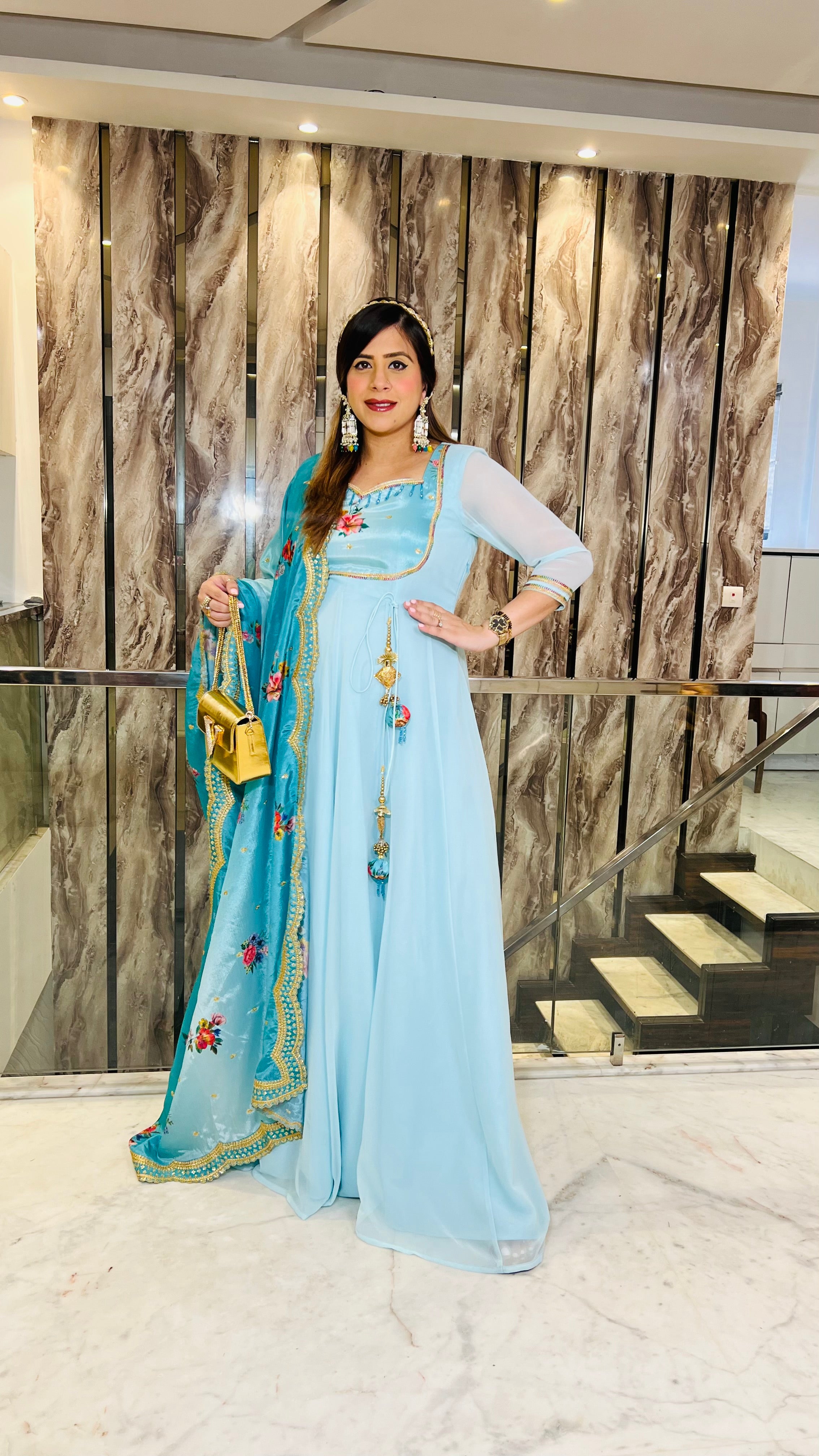Sky Blue Summer Anarkali