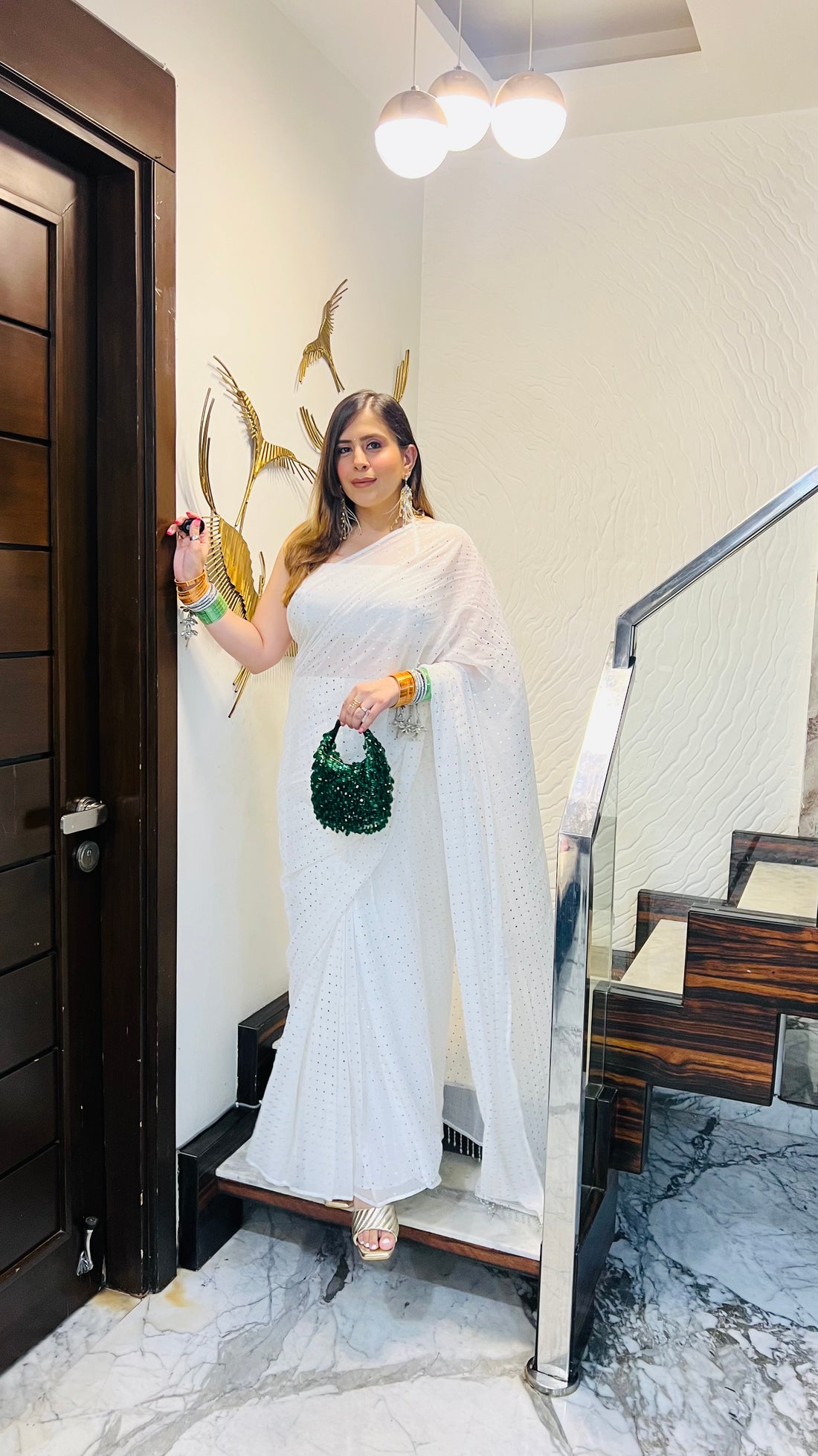 Chandni White Saree