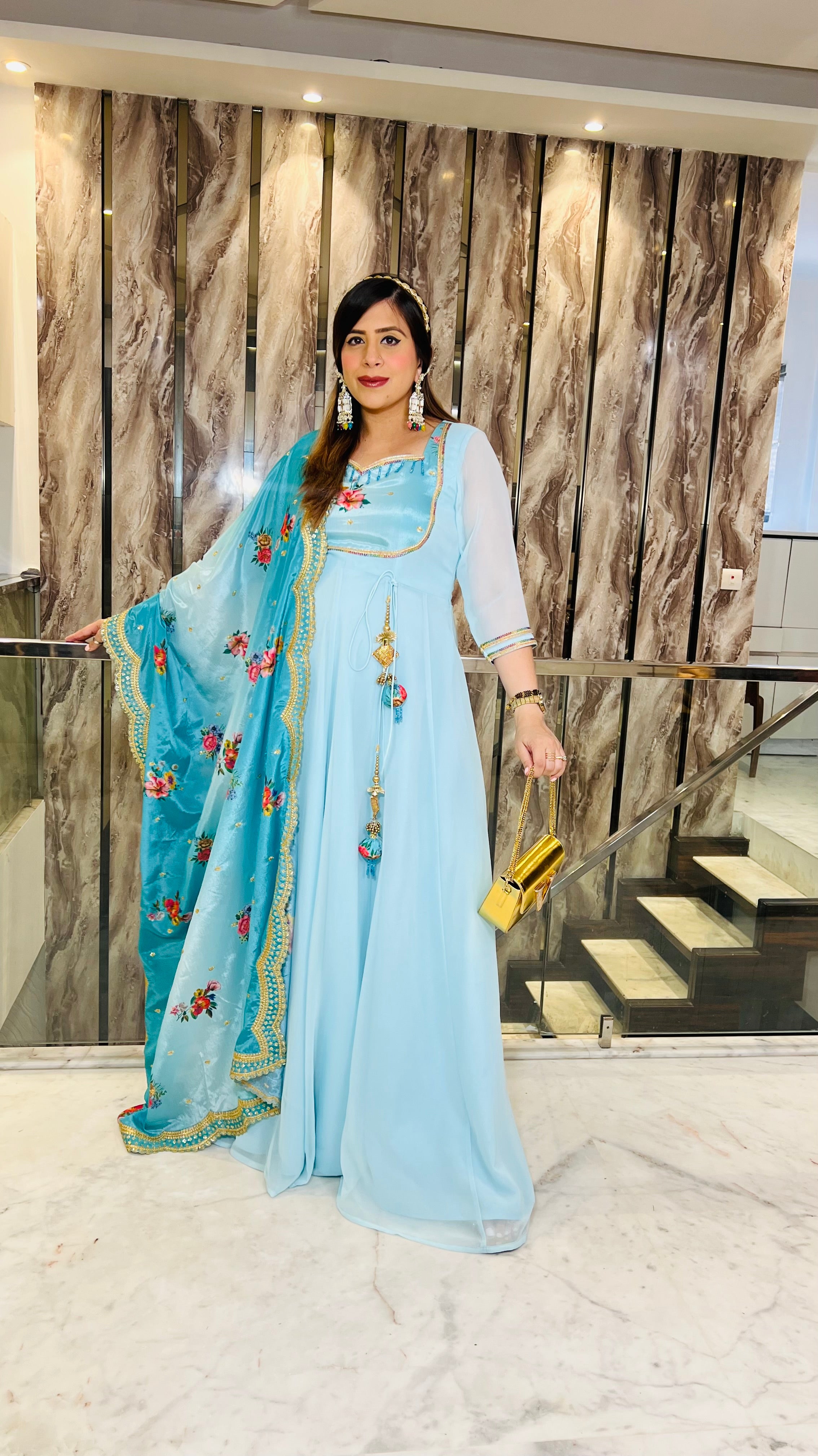 Sky Blue Summer Anarkali