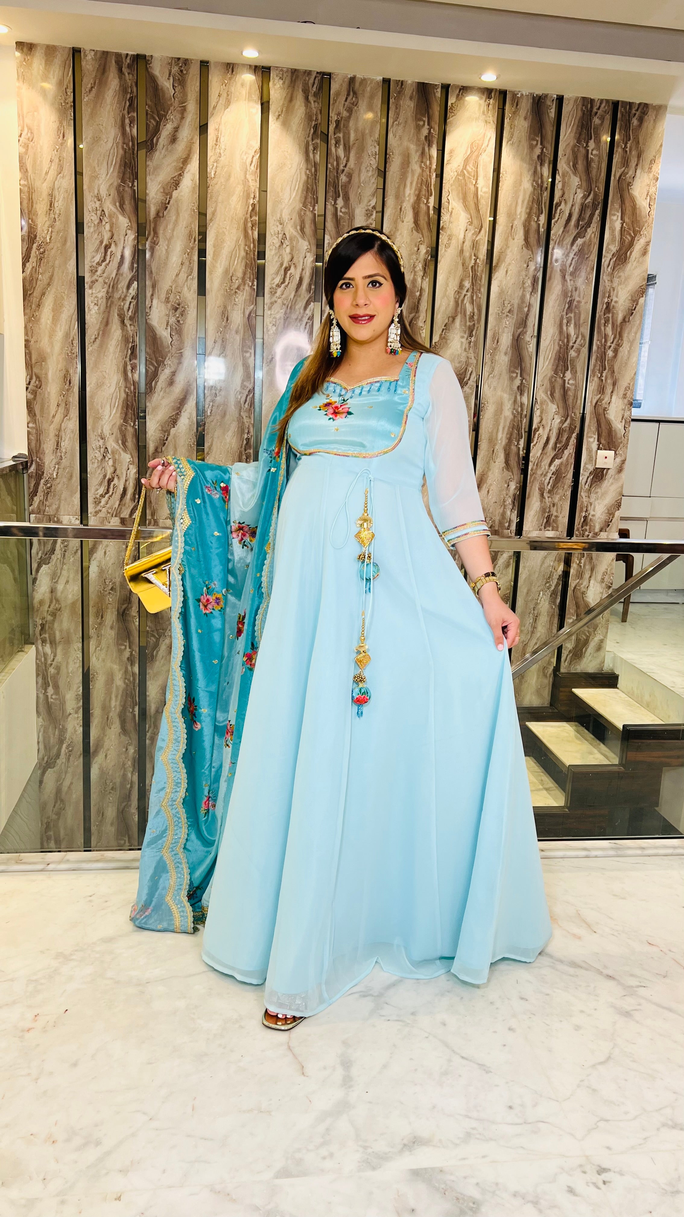 Sky Blue Summer Anarkali
