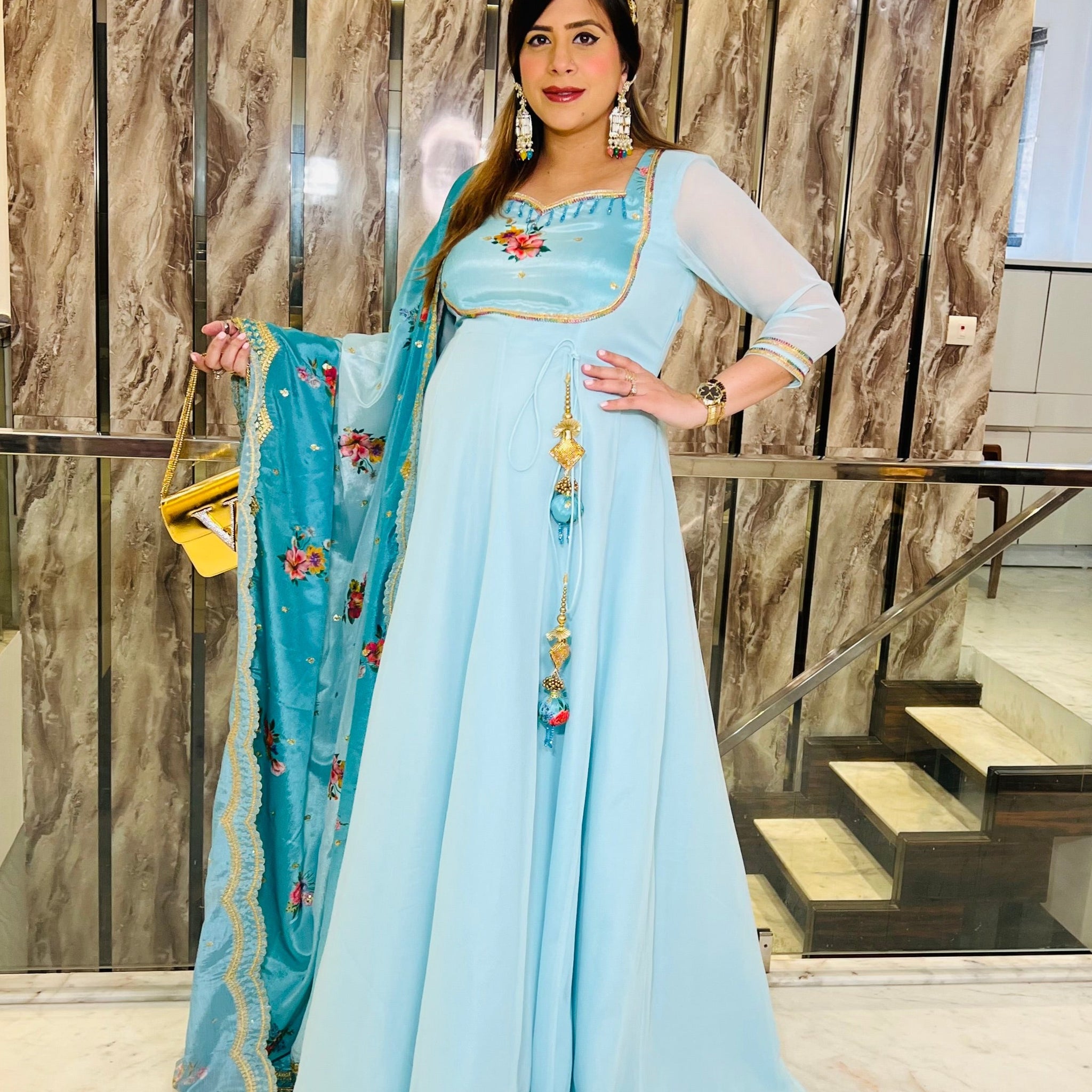 Sky Blue Summer Anarkali