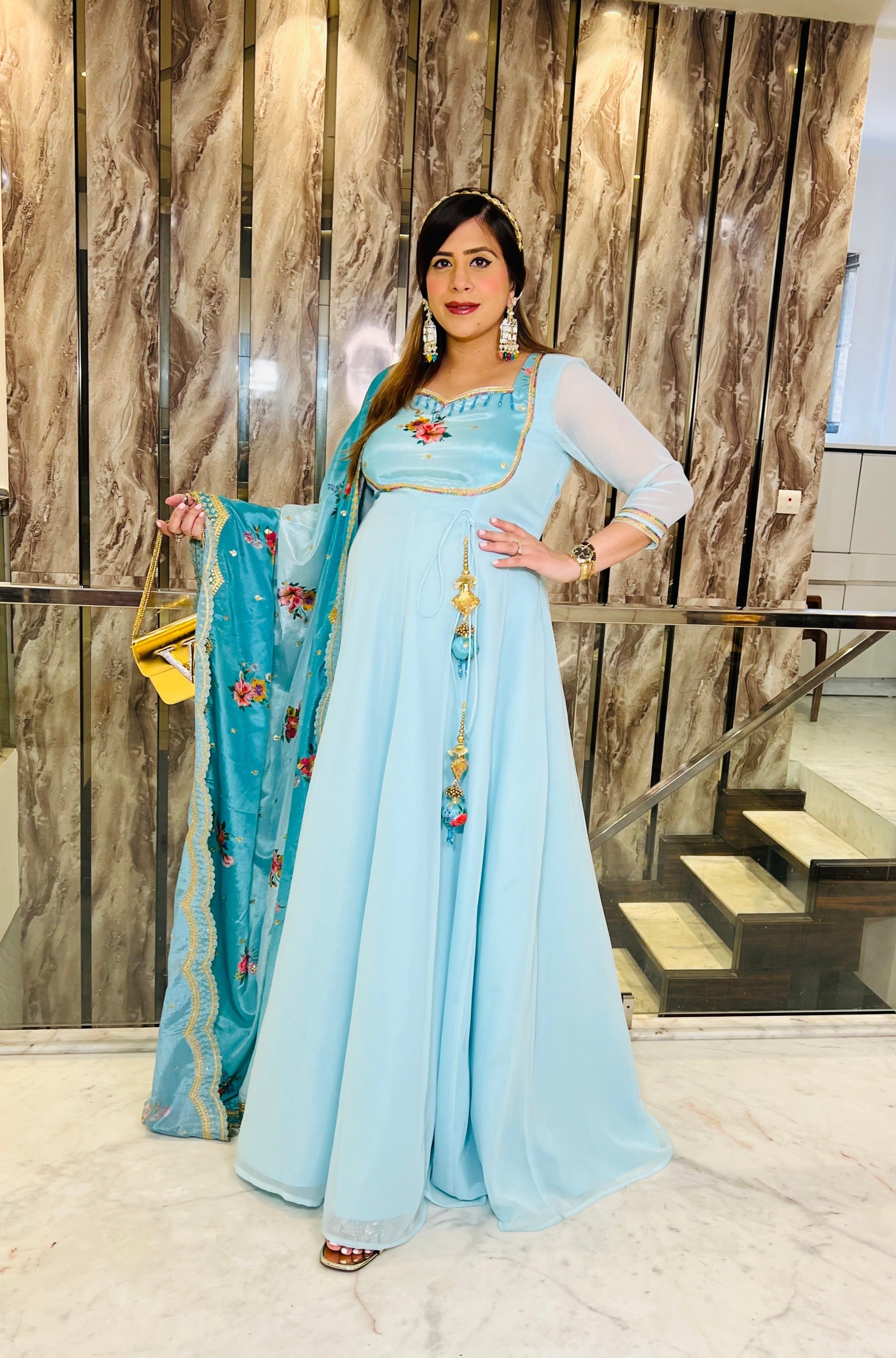 Sky Blue Summer Anarkali