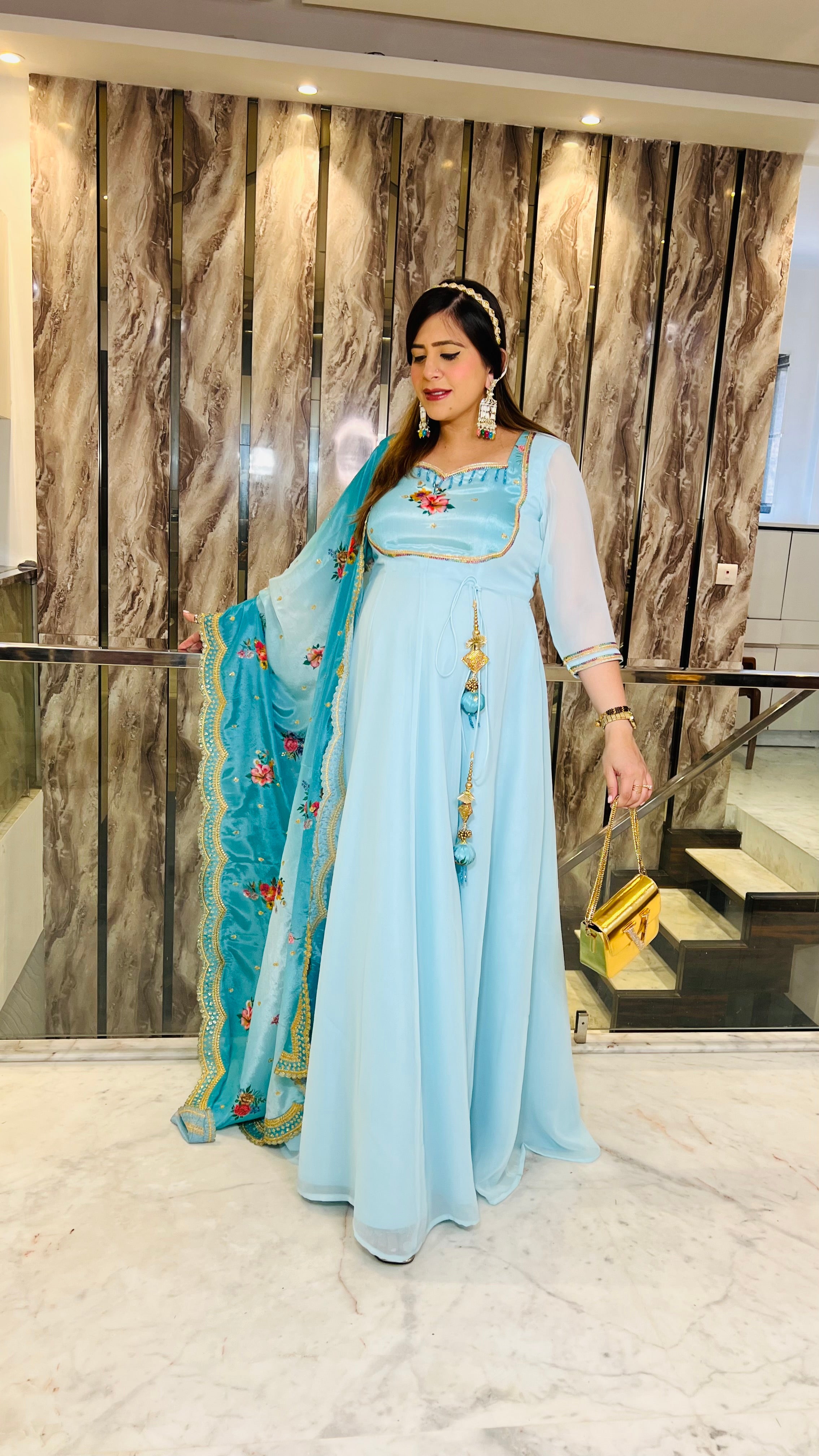 Sky Blue Summer Anarkali