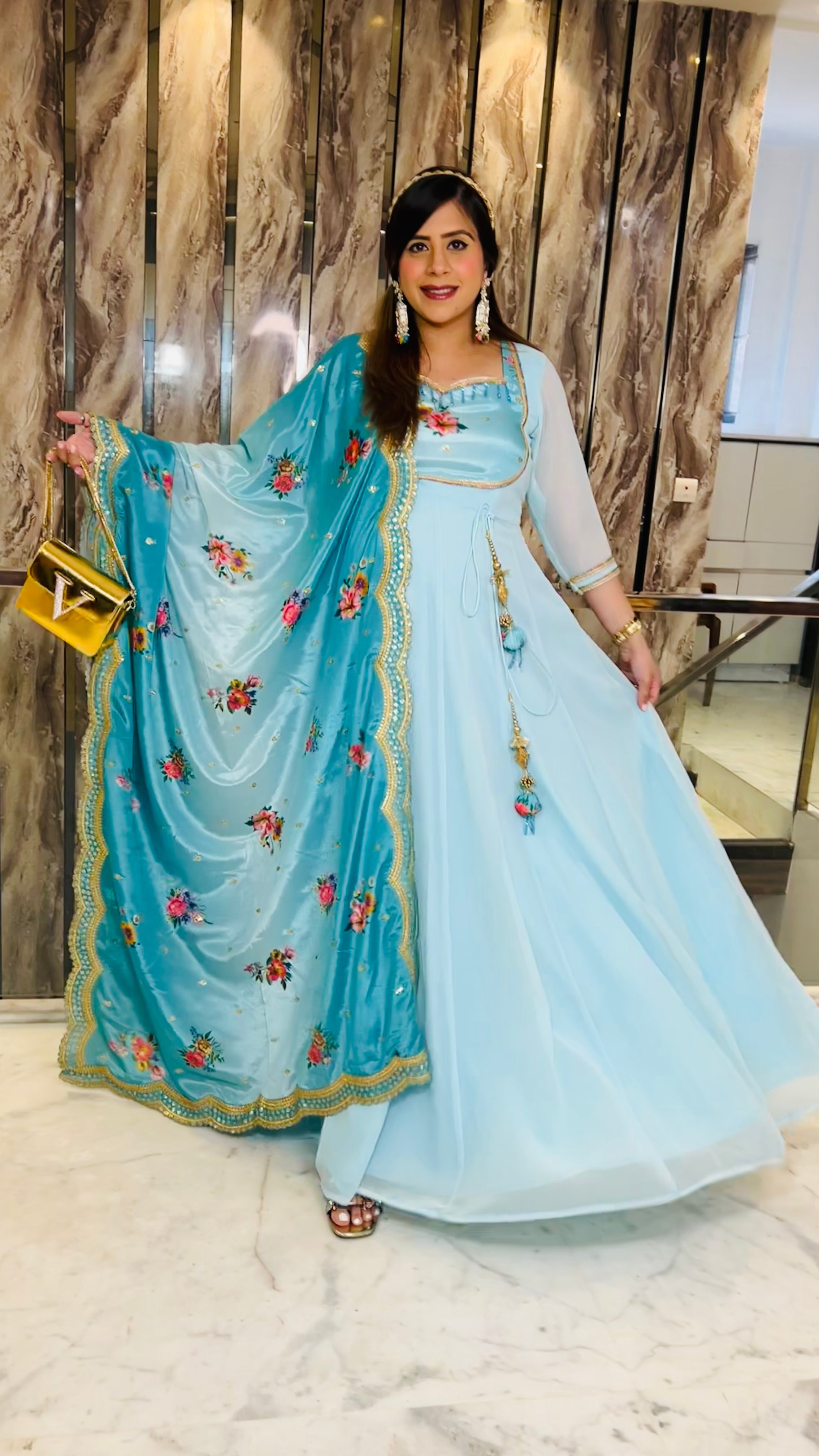 Sky Blue Summer Anarkali