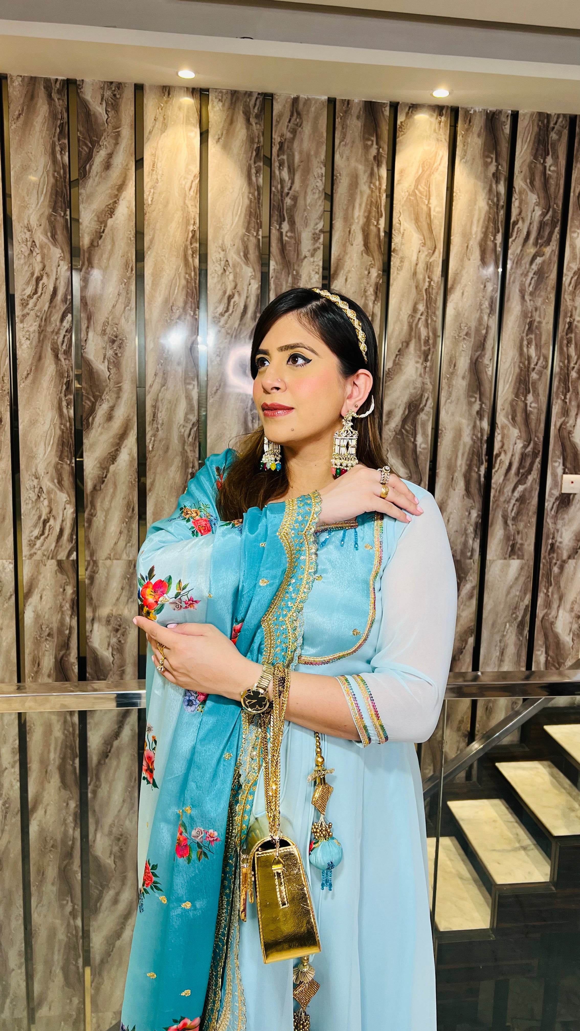 Sky Blue Summer Anarkali